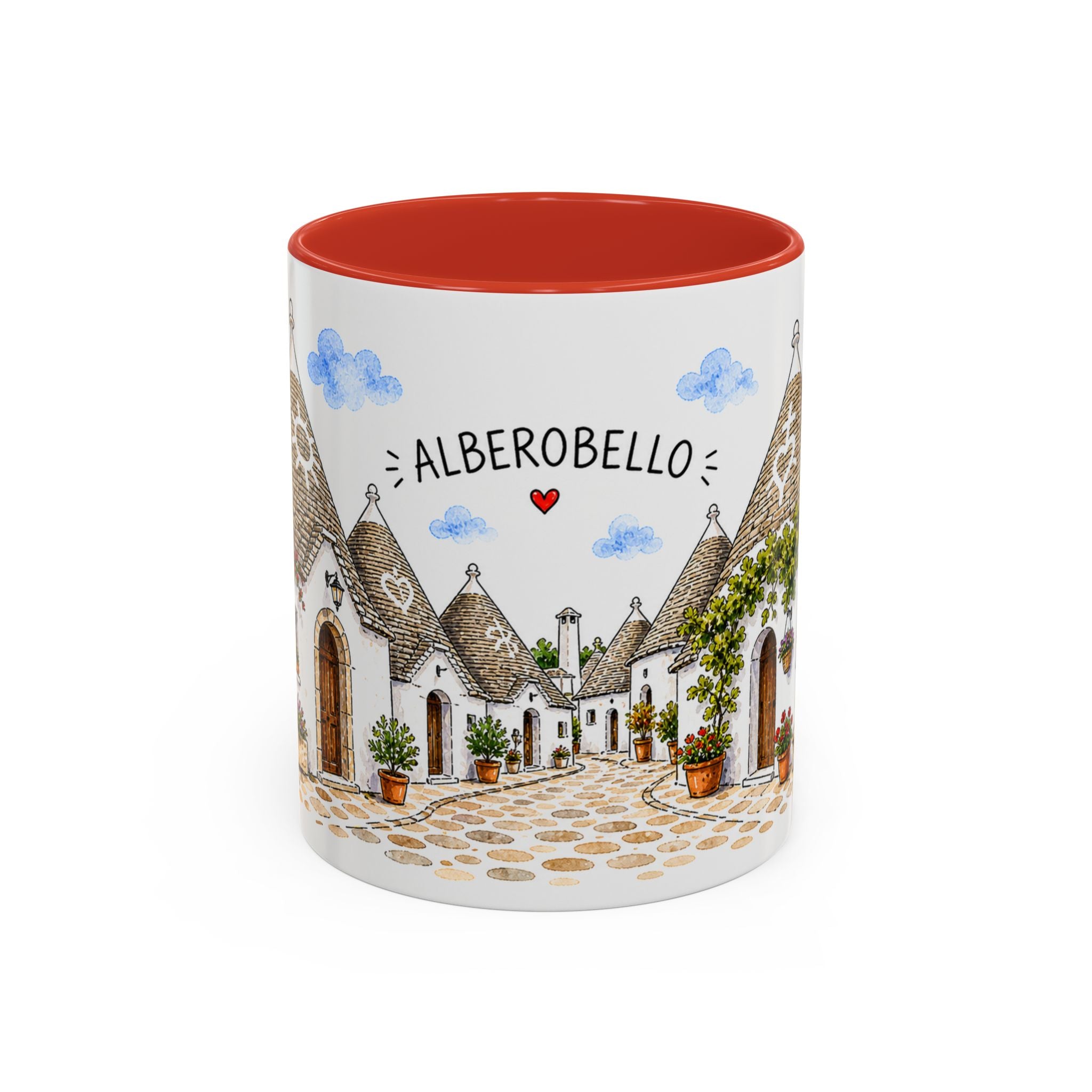 Alberobello Illustrated Travel Mug | Italy Souvenir Accent Coffee Mug | 11oz 15oz Ceramic Cup