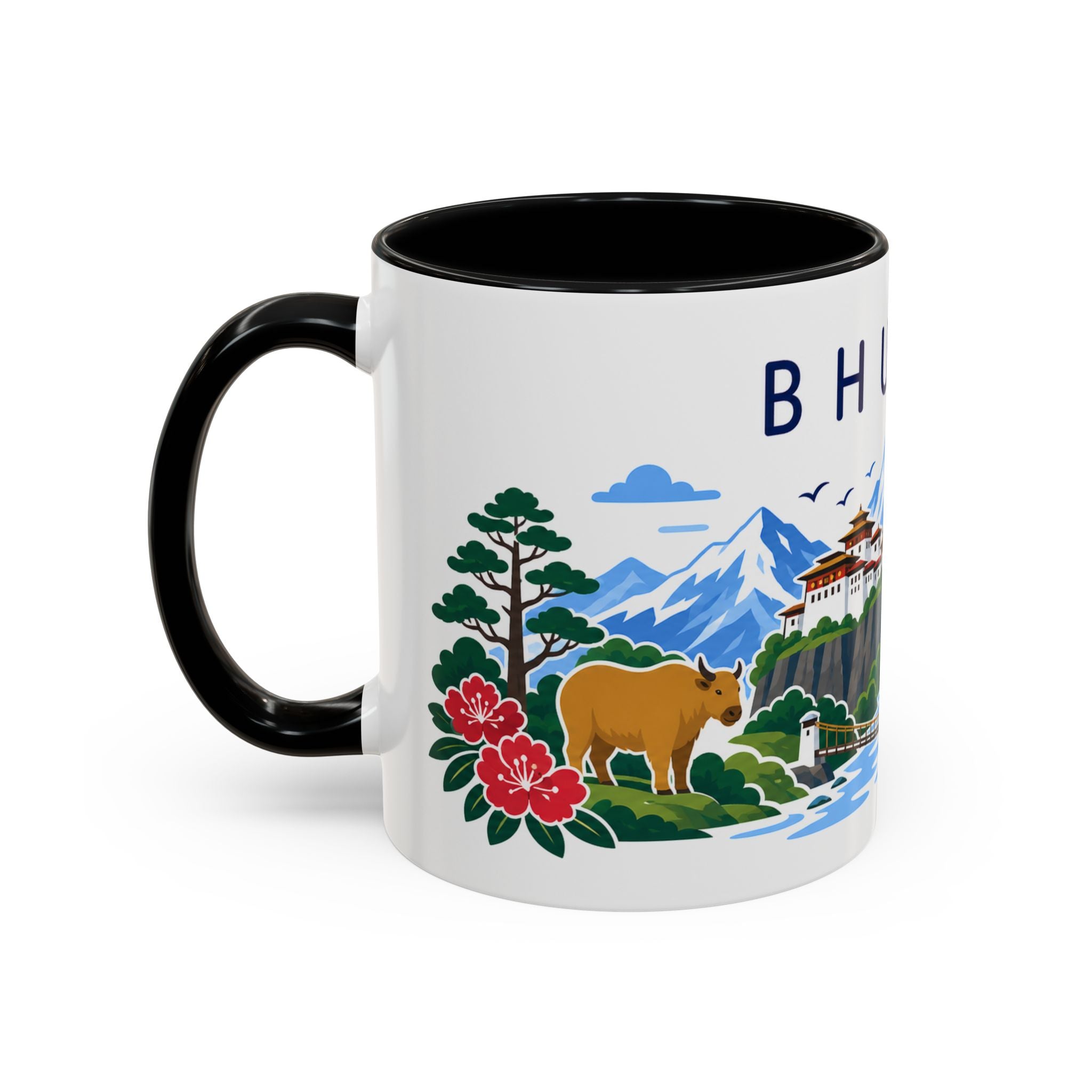 Bhutan Coffee Mug | Travel Souvenir Accent Mug | Country Gift Ceramic Cup 11oz 15oz