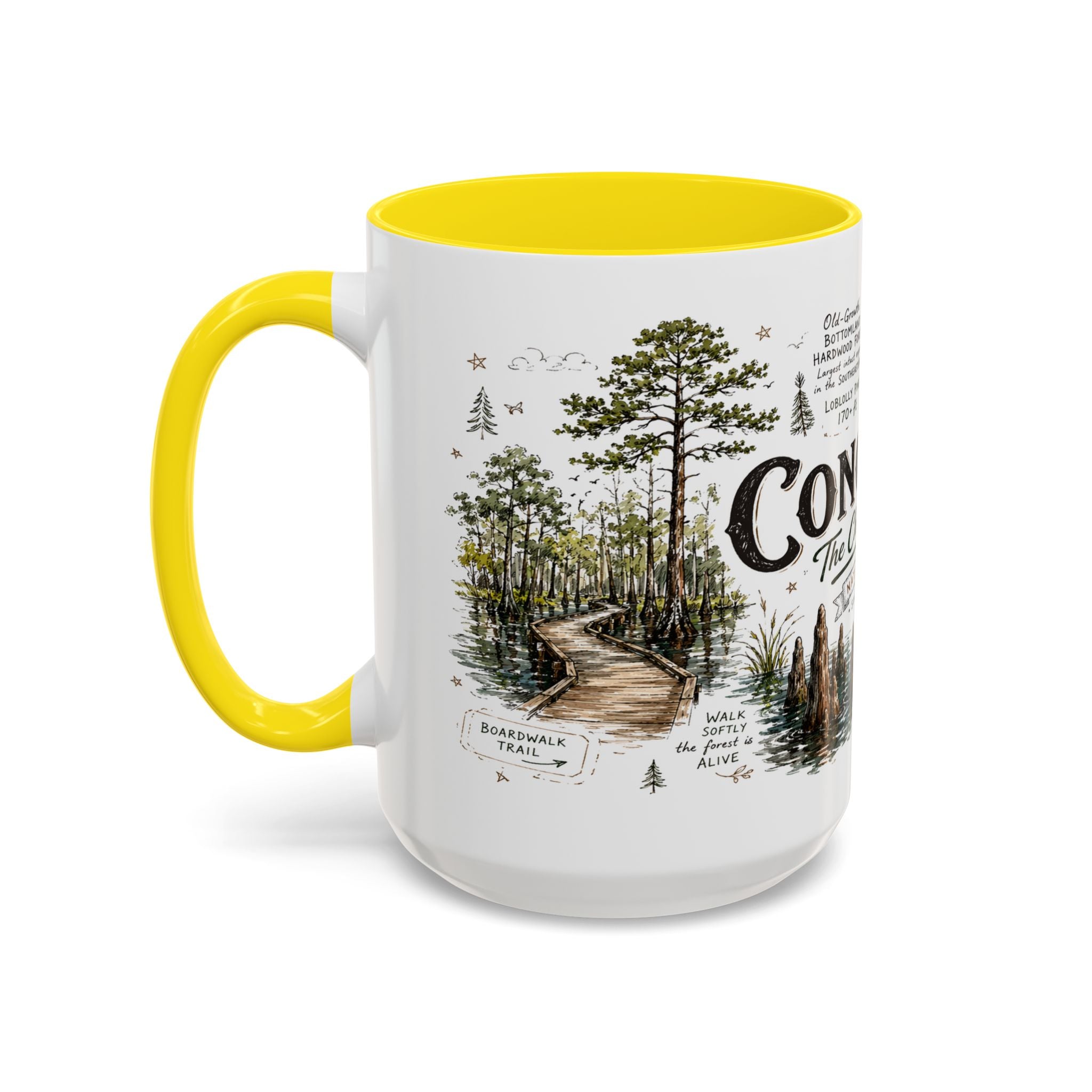 Congaree National Park Coffee Mug | South Carolina Forest Floodplain Gift | Accent Color Ceramic 11oz 15oz