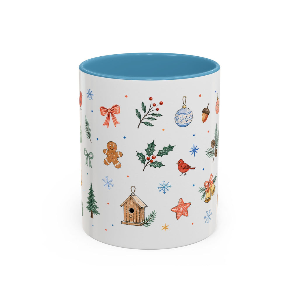 Woodland Christmas Mug | Deer Bird Watercolor Holiday Gift | Accent Cup 11oz 15oz