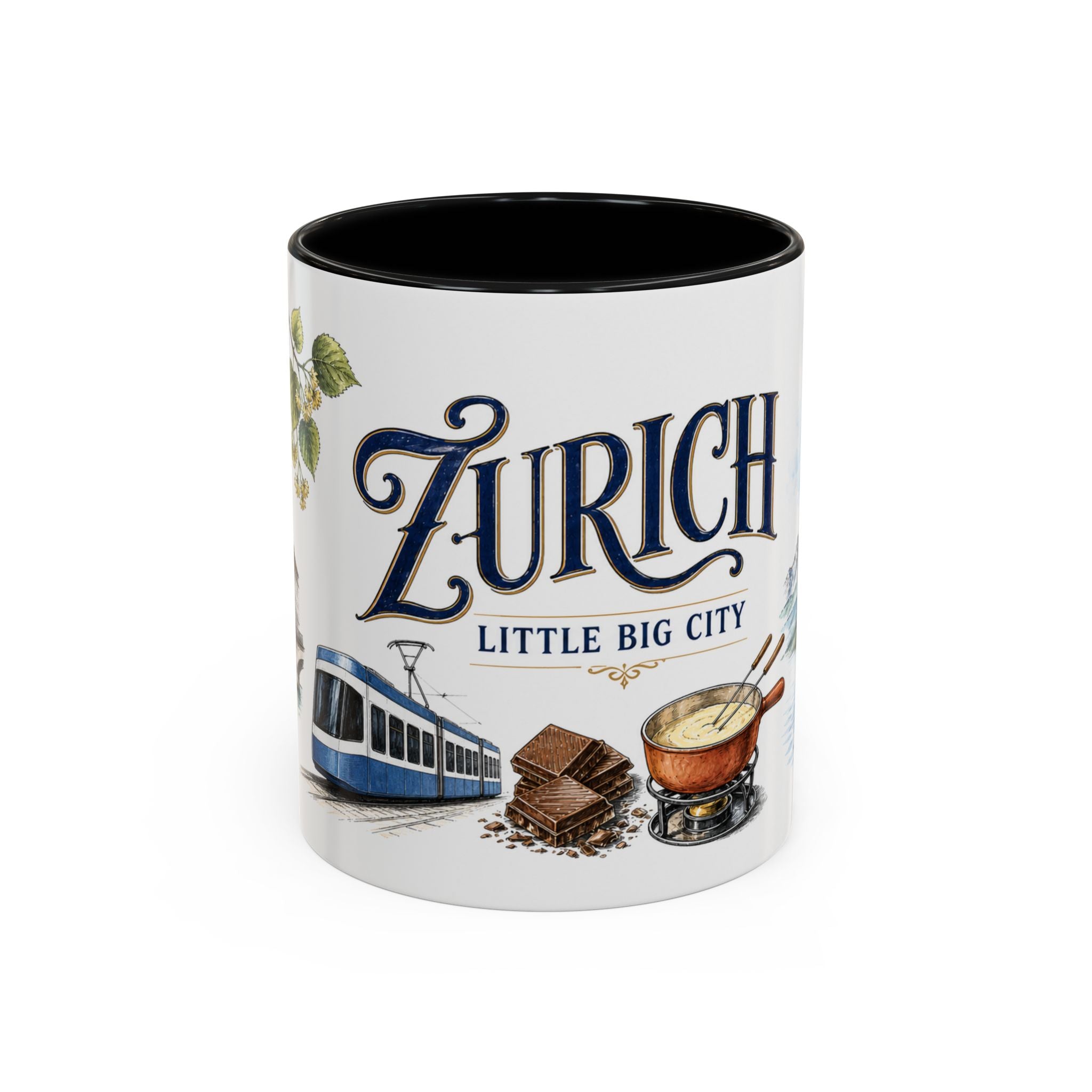 Zurich Coffee Mug | Switzerland Travel Souvenir | Vintage Illustrated City Gift | 11 oz 15 oz Accent Mug