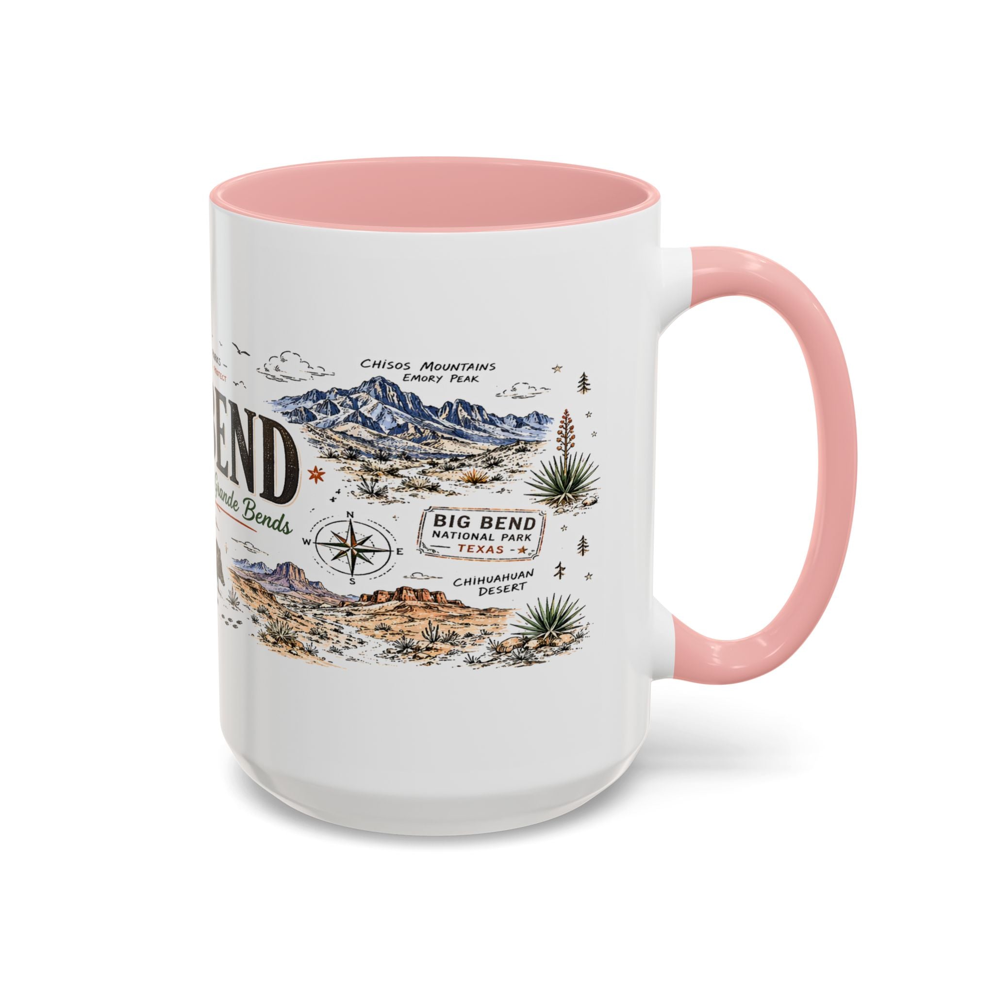 Big Bend National Park Coffee Mug | Texas Desert River Canyon Hiking Gift | Accent Color Ceramic 11oz 15oz