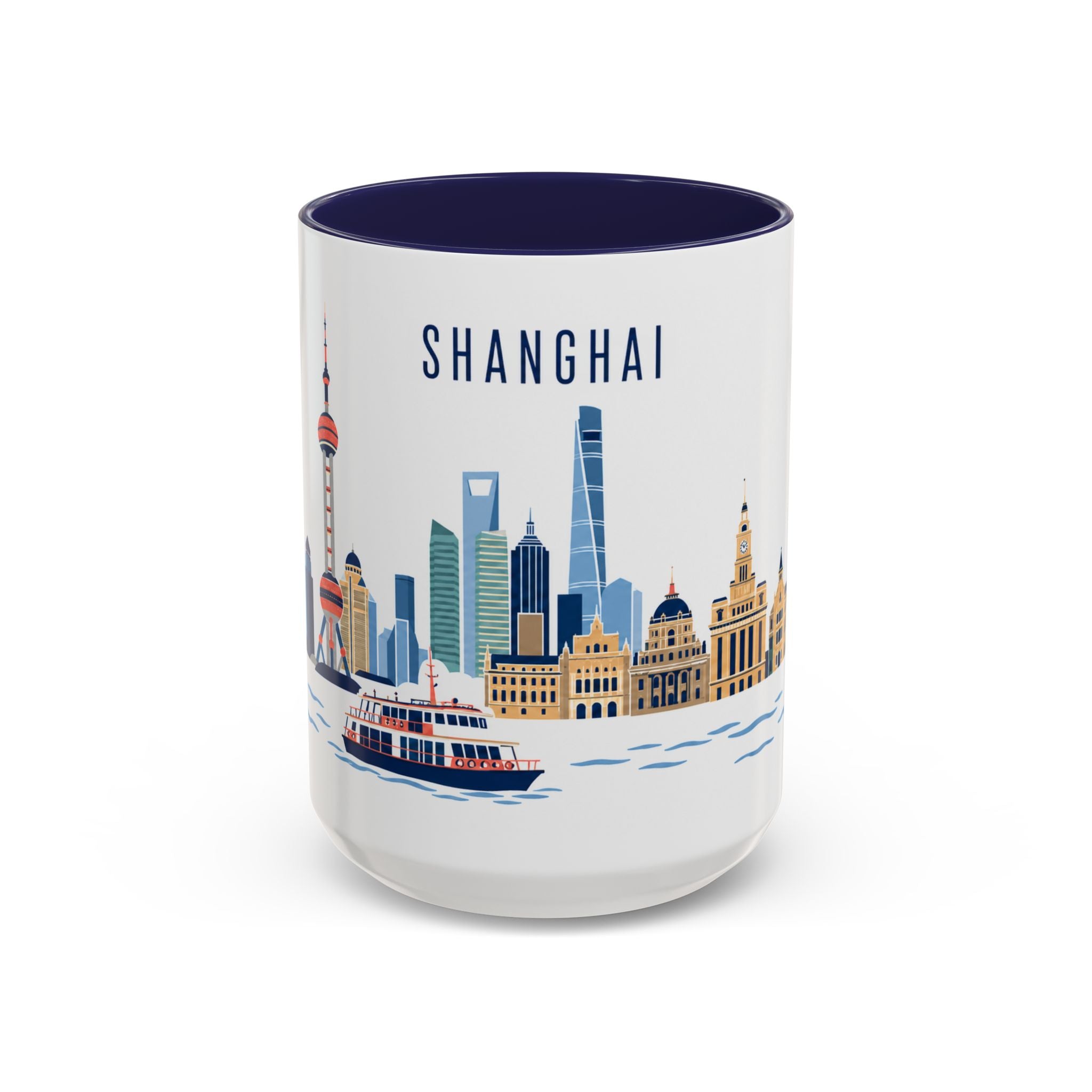 Shanghai Coffee Mug | China Travel Souvenir | Porcelain Decal City Gift | 11oz 15oz Accent Mug