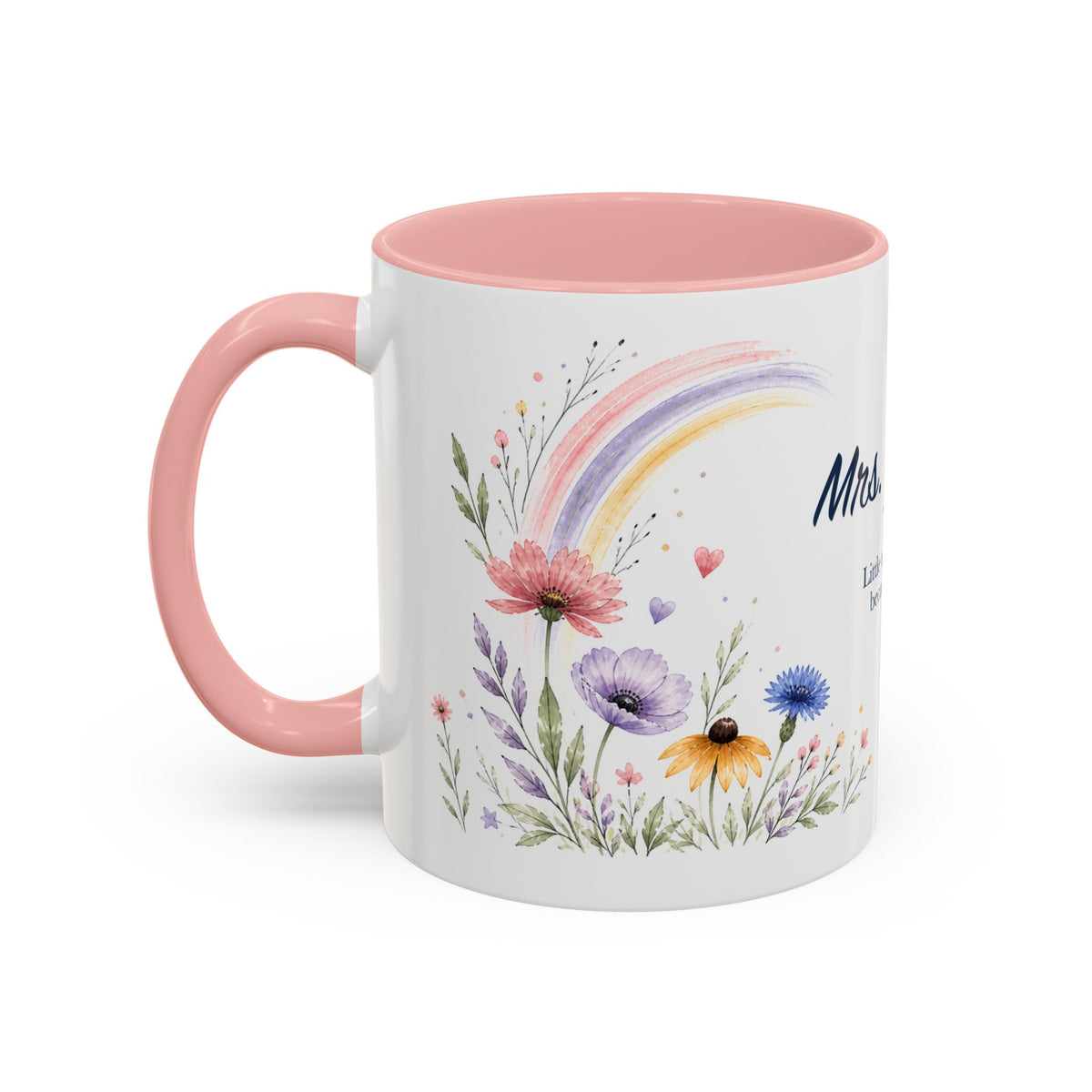Personalized Kindergarten Teacher Mug | Custom Name Wildflower Rainbow Cup | Back to School Gift