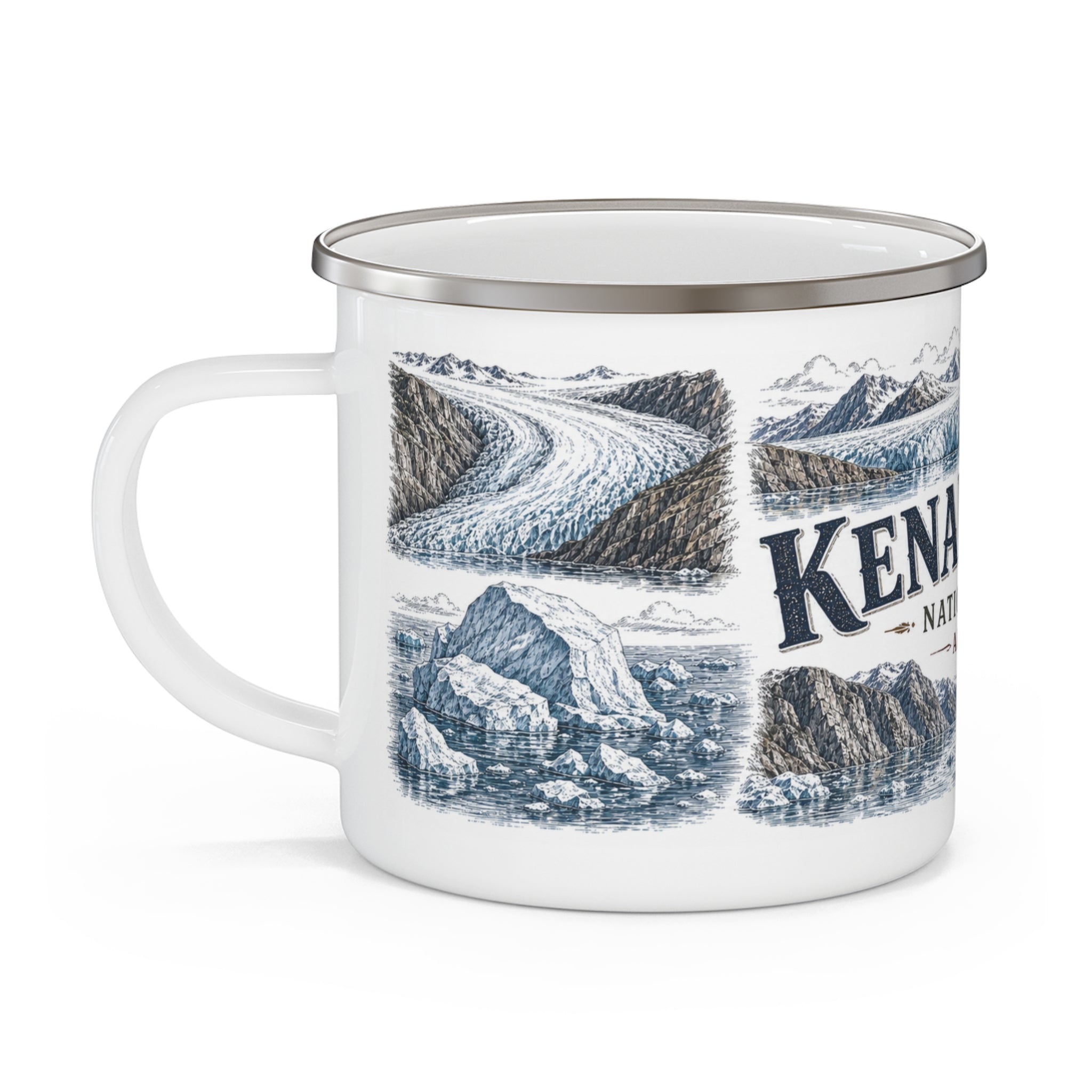 Kenai Fjords National Park Vintage Enamel Camping Mug | 12oz National Park Hiking Gift
