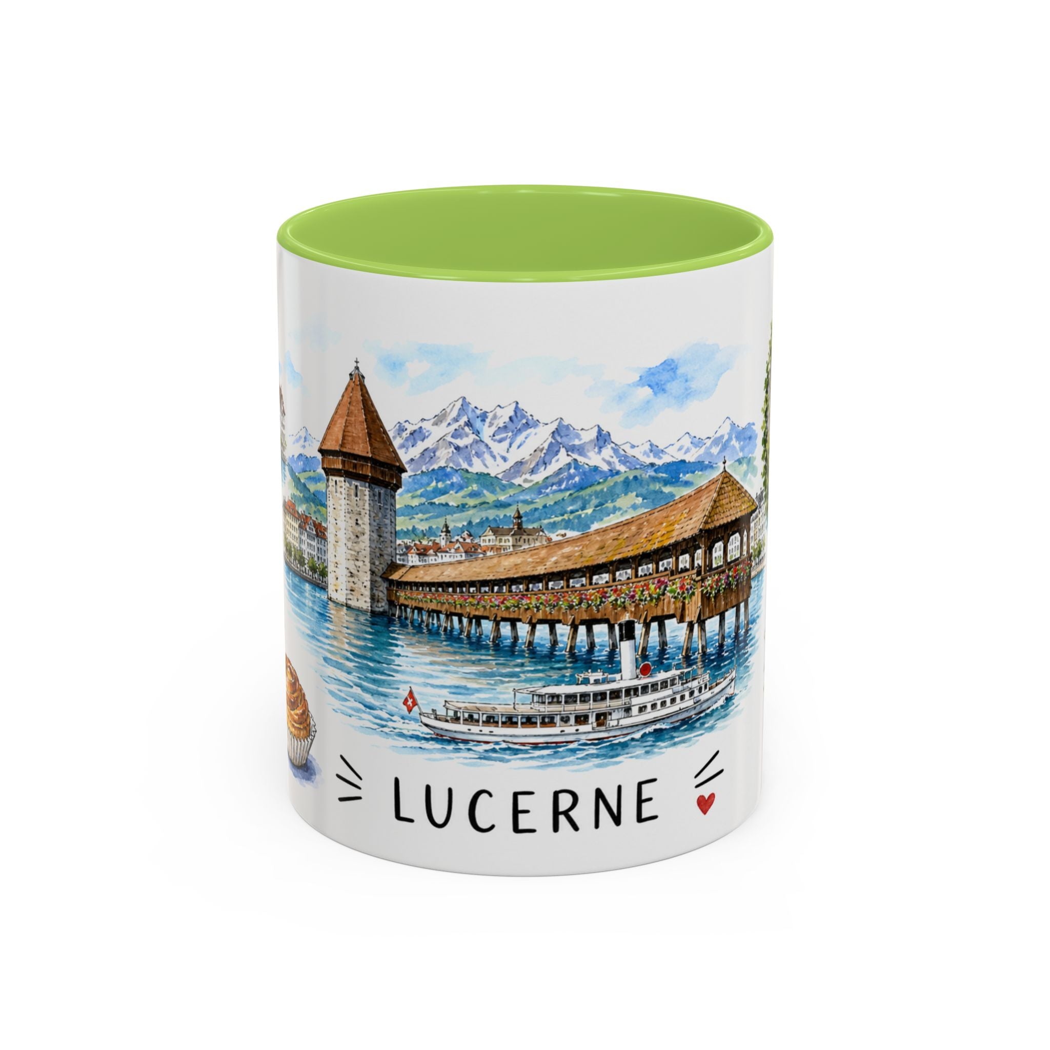 Lucerne Illustrated Travel Mug | City Souvenir Accent Coffee Mug | 11oz 15oz Ceramic Cup