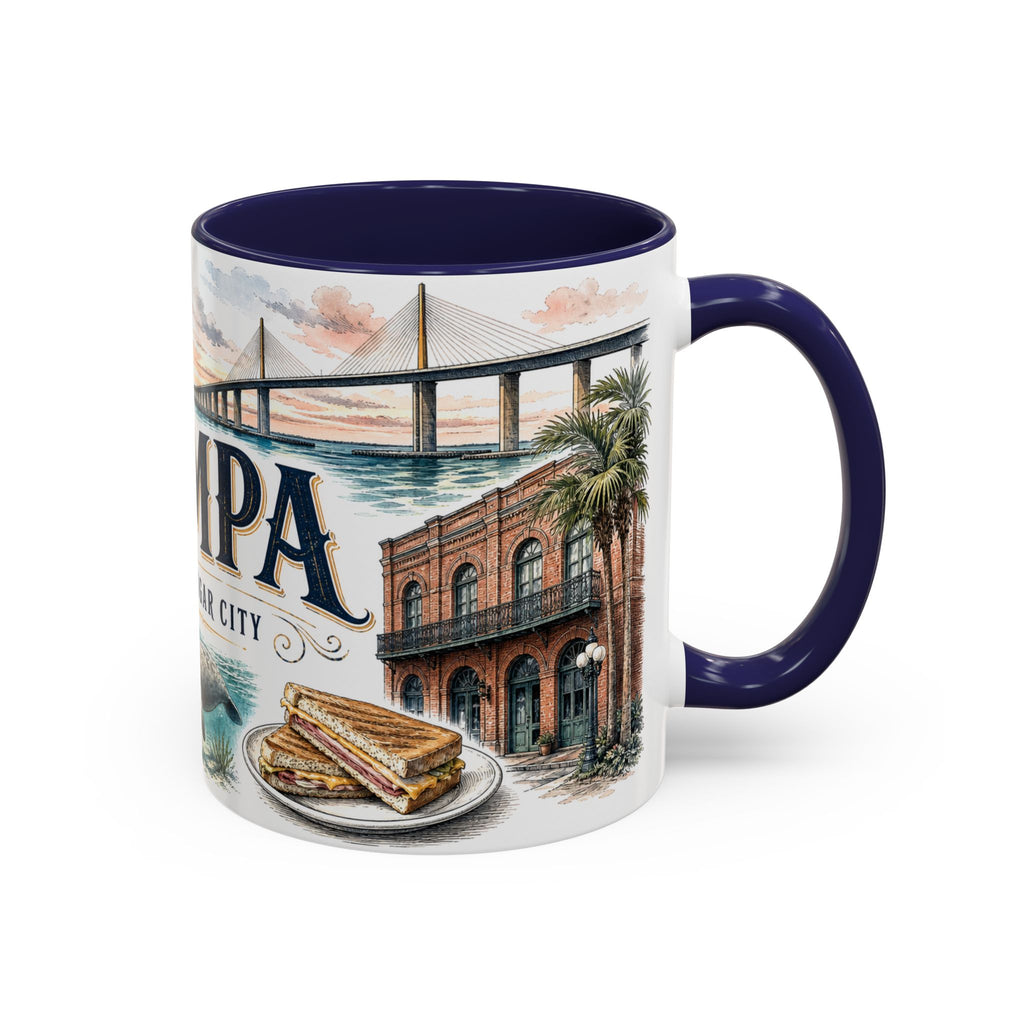Tampa Coffee Mug | United States Travel Souvenir | Vintage Illustrated City Gift | 11 oz 15 oz Accent Mug