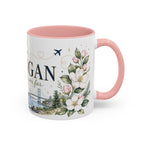 Michigan State Map Mug | Botanical Accents, Lakes Art | Homesick Gift