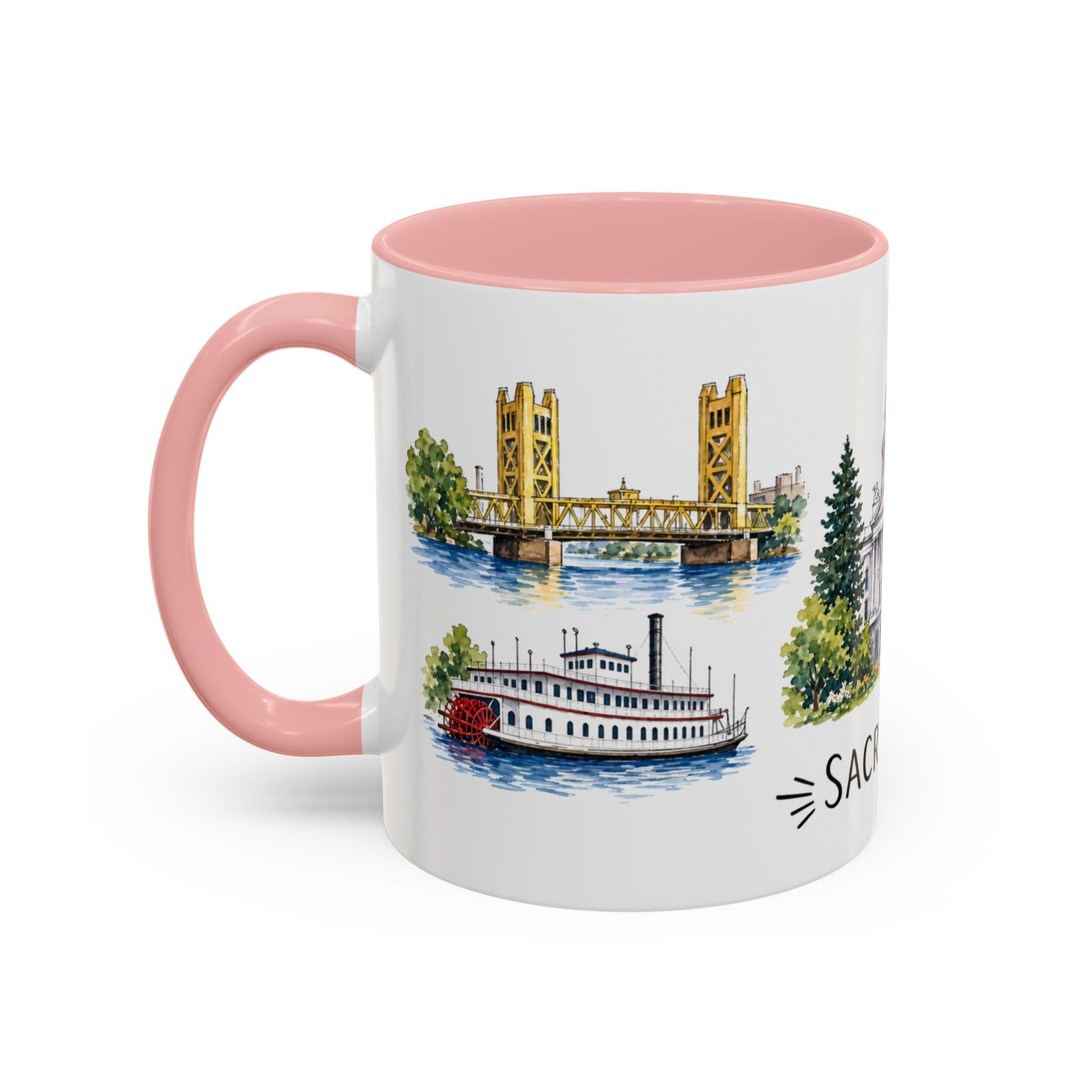Sacramento Illustrated Travel Mug | City Souvenir Accent Coffee Mug | 11oz 15oz Ceramic Cup