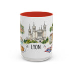 Lyon Illustrated Travel Mug | City Souvenir Accent Coffee Mug | 11oz 15oz Ceramic Cup
