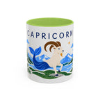 Capricorn Zodiac Coffee Mug | Sea Goat and Floral Design | Astrology Birthday Gift | 11 oz 15 oz Ceramic Accent Mug
