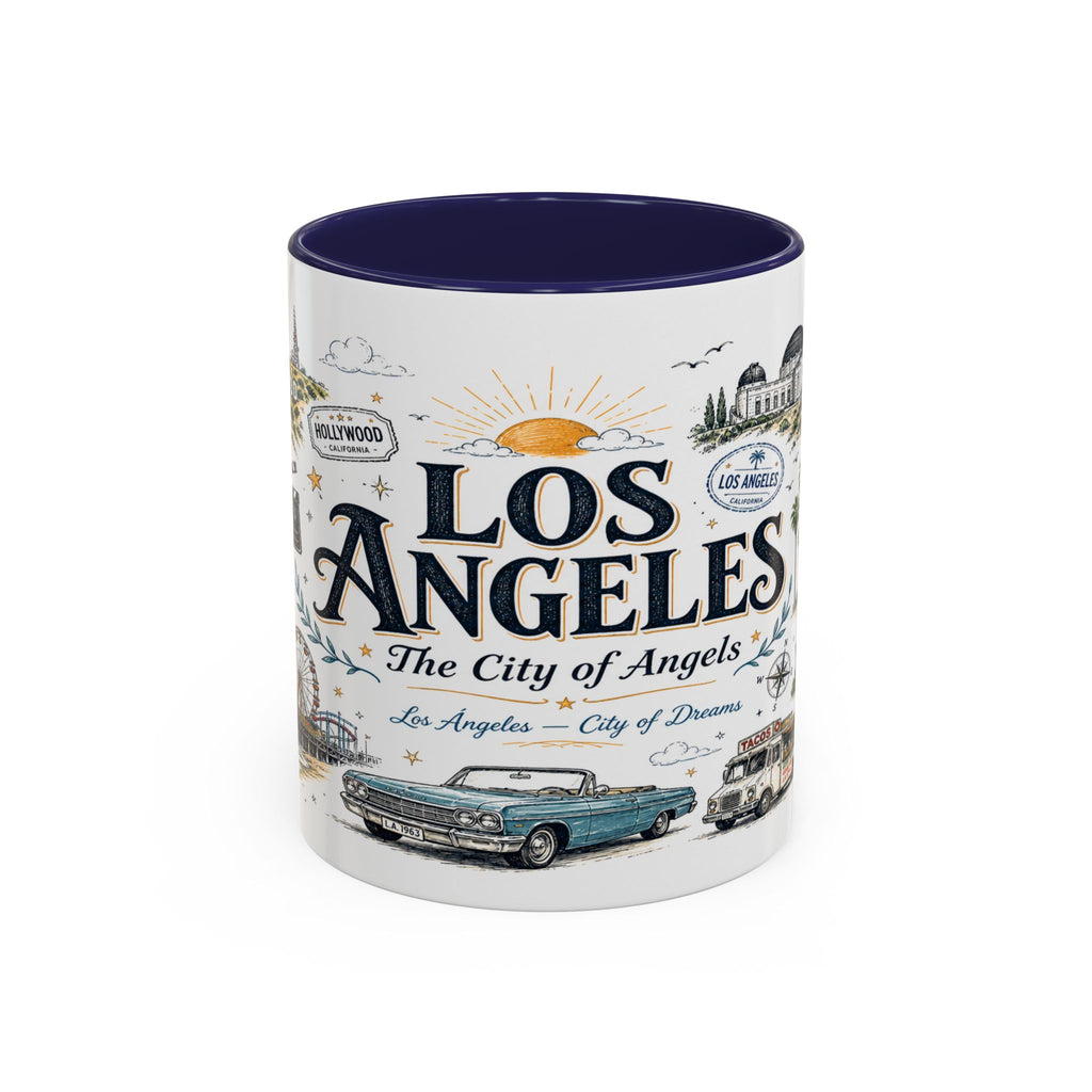 Los Angeles Coffee Mug | California Souvenir City Gift | Accent Color Ceramic 11oz 15oz