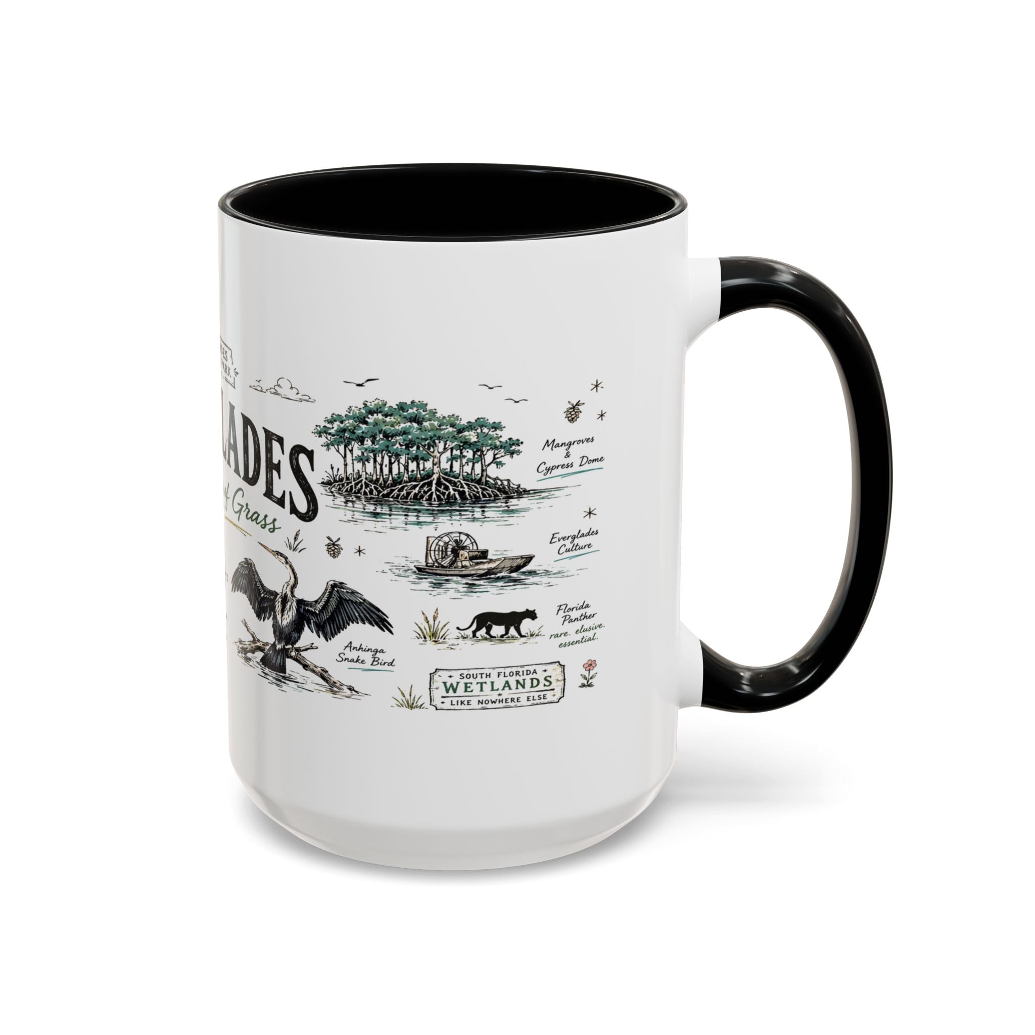 Everglades National Park Coffee Mug | Florida Wetlands Wildlife Kayak Gift | Accent Color Ceramic 11oz 15oz