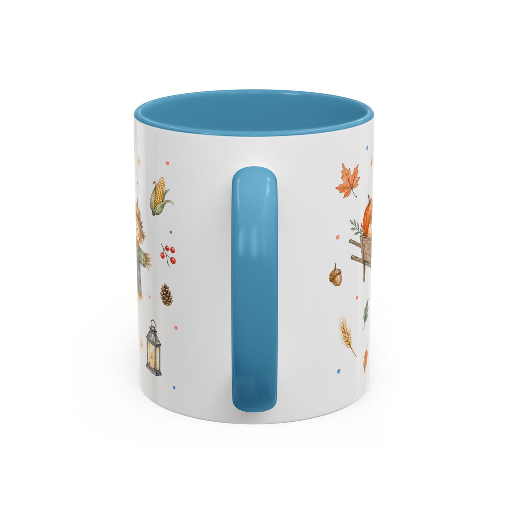 Thanksgiving Mug | Country Harvest Watercolor Gift | Pumpkin Scarecrow Accent Cup 11oz 15oz