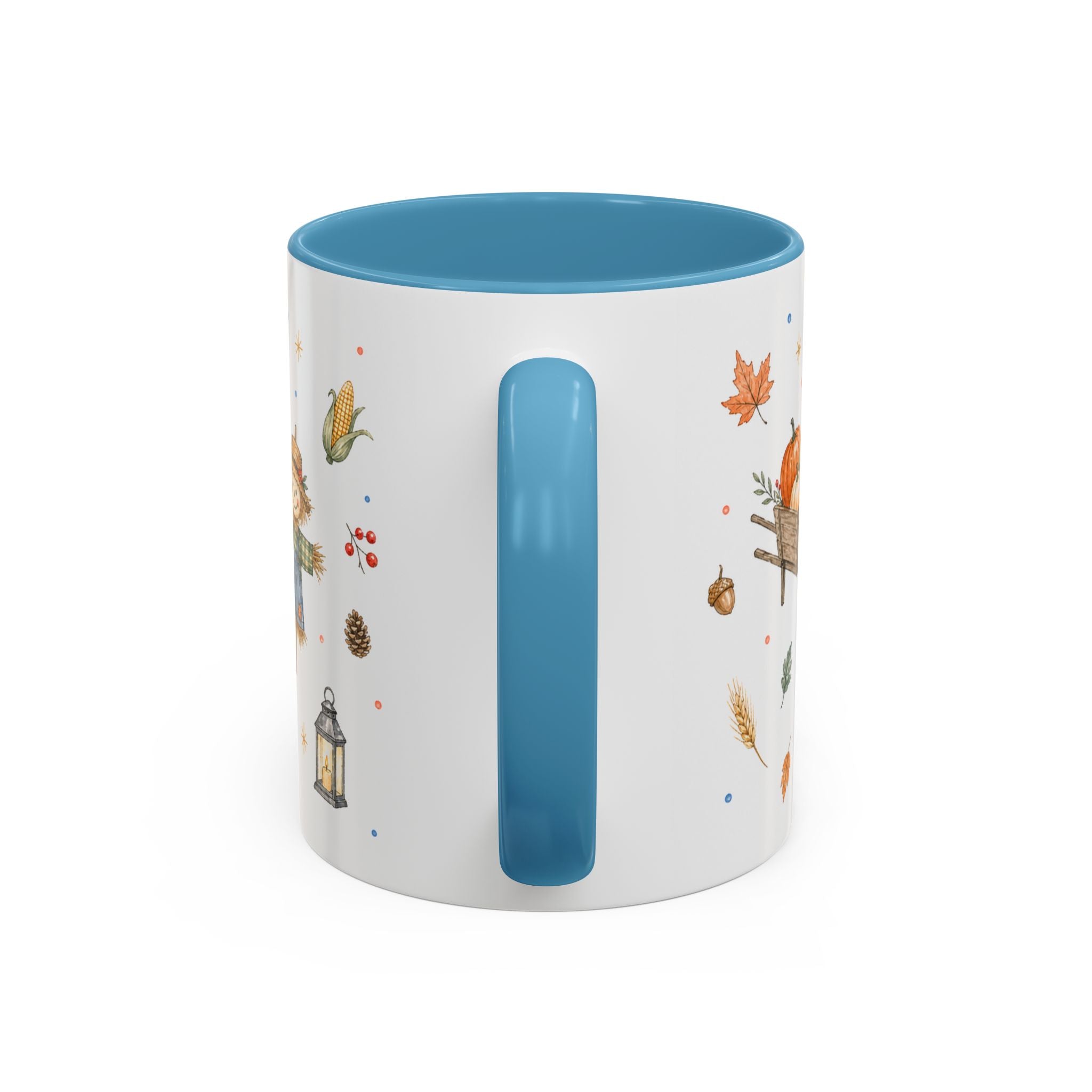 Thanksgiving Mug | Country Harvest Watercolor Gift | Pumpkin Scarecrow Accent Cup 11oz 15oz