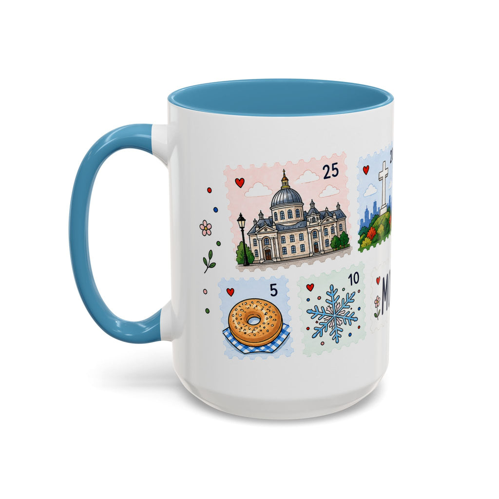 Montreal Coffee Mug | Postage Stamp Collage Mug | Travel Souvenir Accent Cup 11oz 15oz