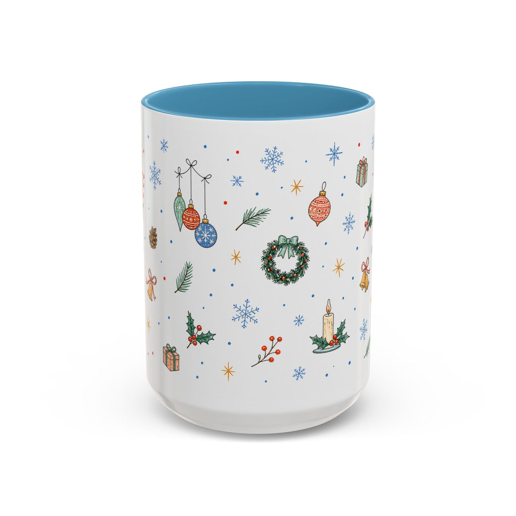Christmas Ornament Mug | Snowflake Watercolor Holiday Gift | Accent Cup 11oz 15oz