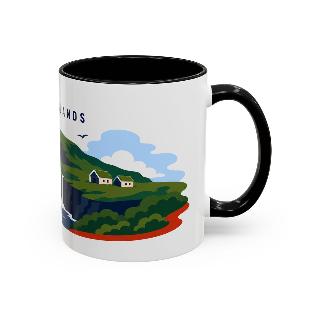 Faroe Islands Coffee Mug | Travel Destination Souvenir Gift | Accent Color Ceramic 11oz 15oz