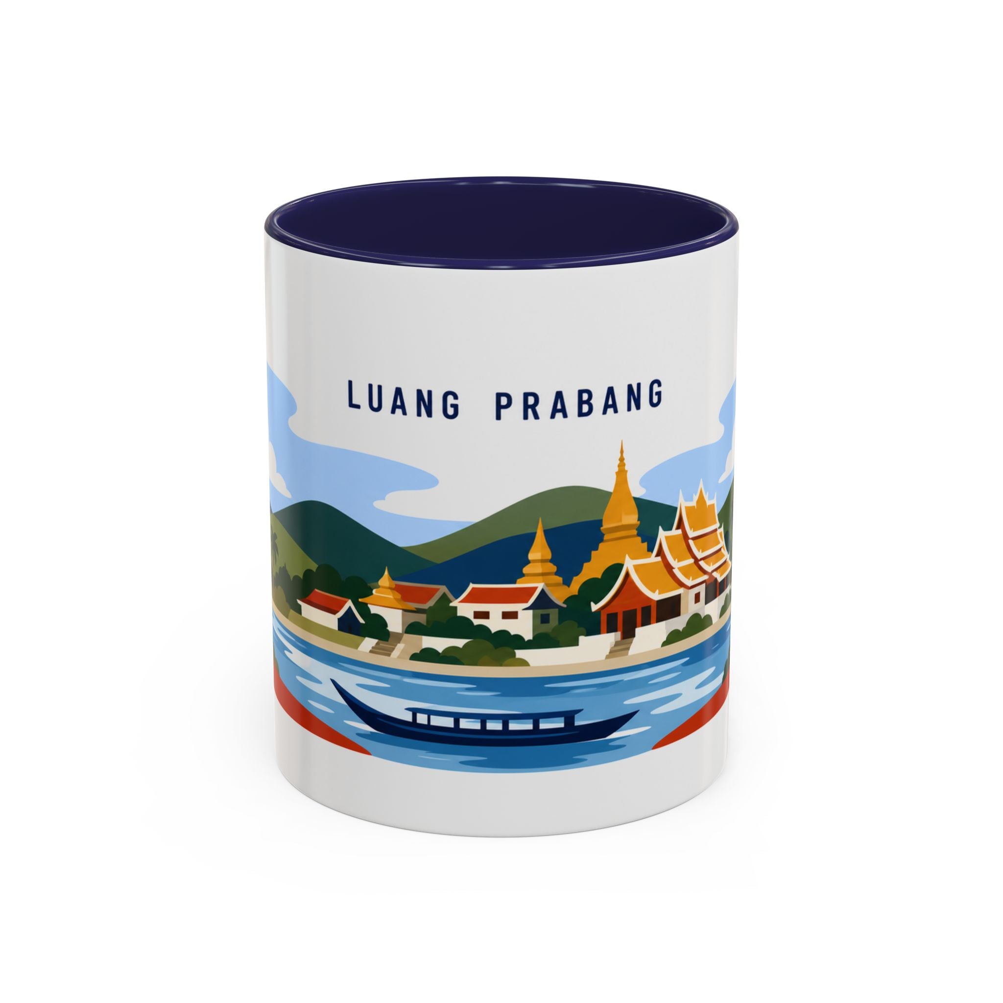 Luang Prabang Coffee Mug | Travel Destination Souvenir Gift | Accent Color Ceramic 11oz 15oz