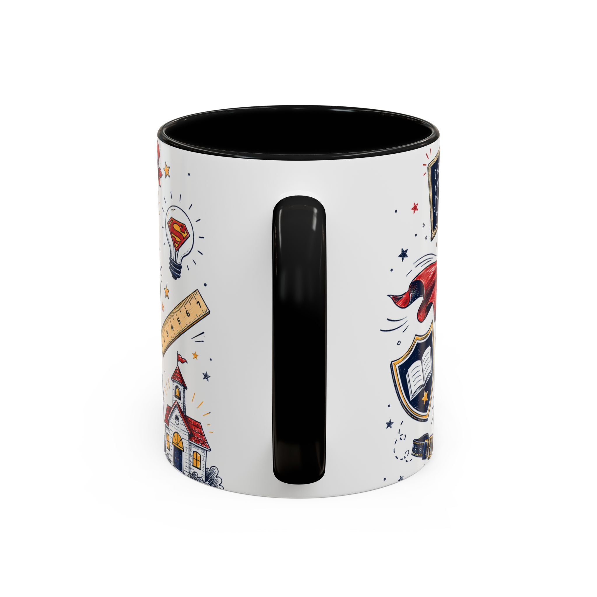 Super Teacher Coffee Mug | All Heroes Wear Capes Teacher Gift | Accent Color Ceramic 11oz 15oz
