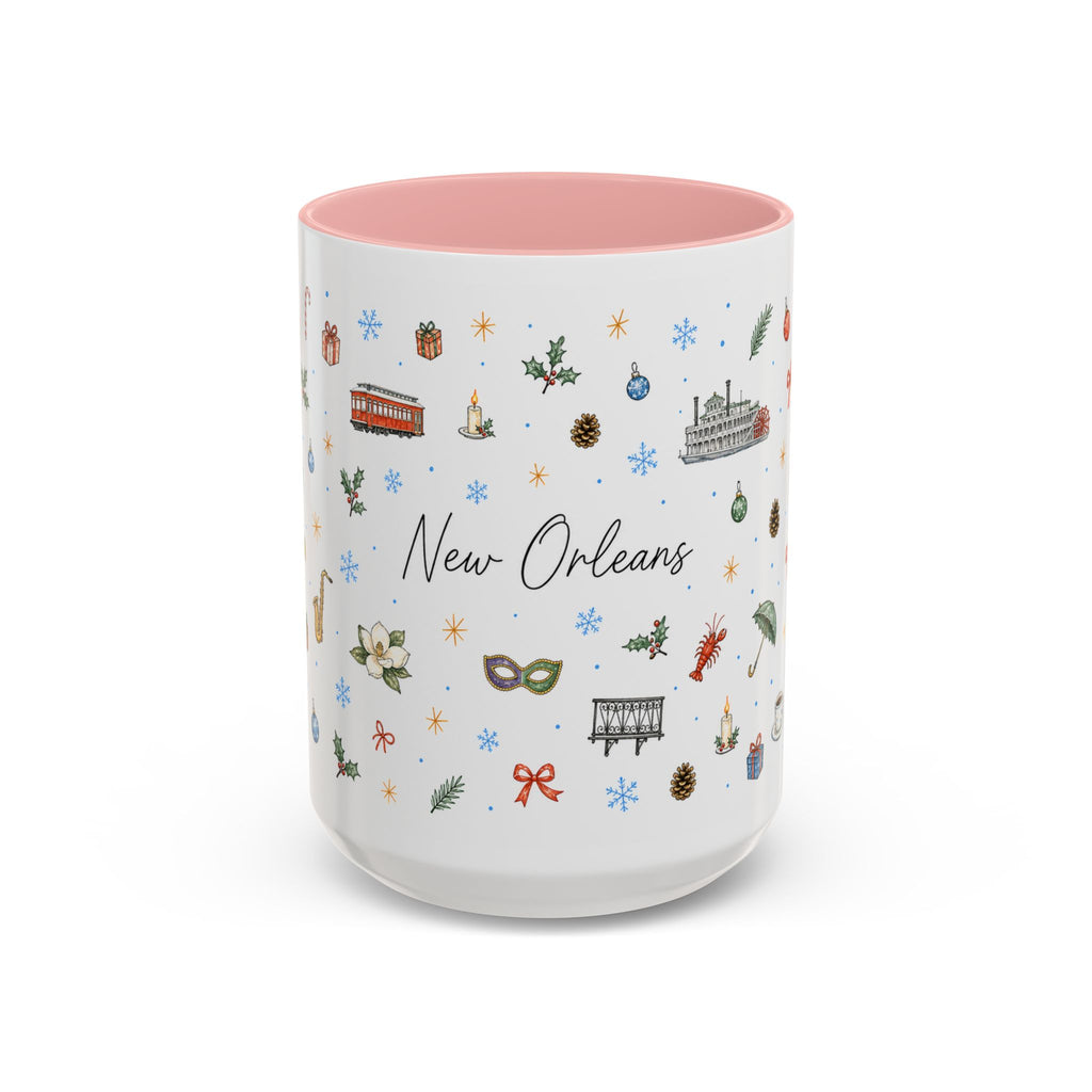 New Orleans Christmas Mug | Watercolor City Souvenir, Travel Gift (11oz/15oz)
