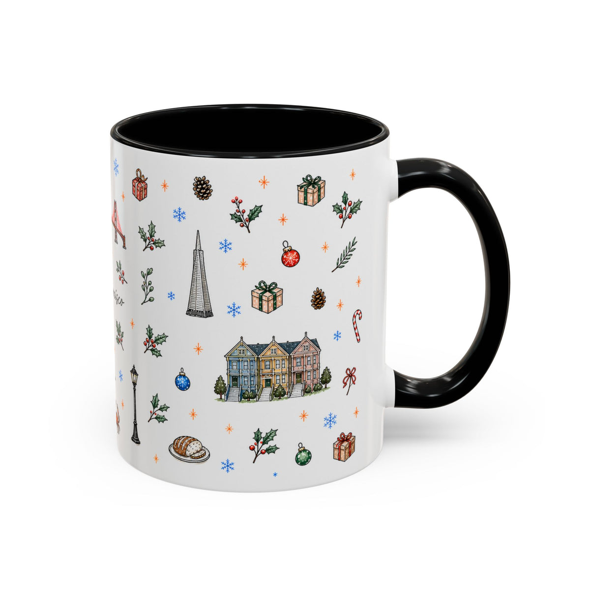 San Francisco Christmas Mug | Watercolor City Souvenir | Ceramic Coffee Cup