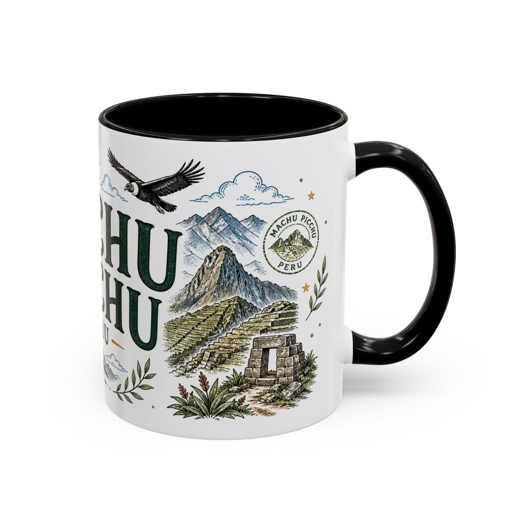Machu Picchu Coffee Mug | Travel Destination Souvenir Gift | Accent Color Ceramic 11oz 15oz