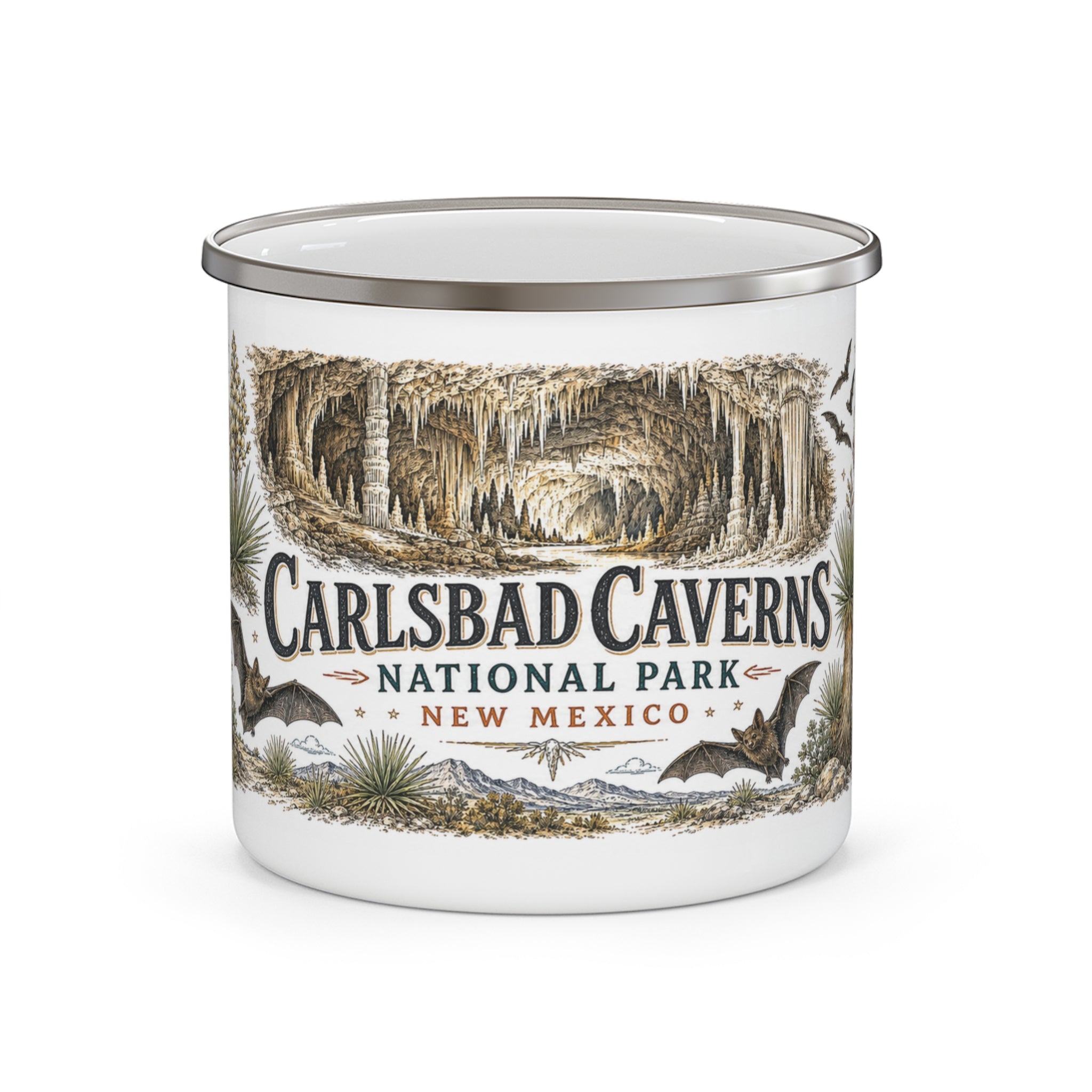 Carlsbad Caverns National Park Vintage Enamel Camping Mug | 12oz National Park Hiking Gift