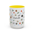 Nashville Christmas Mug | Watercolor City Souvenir, Acoustic Guitar, Harmonica (11oz 15oz)