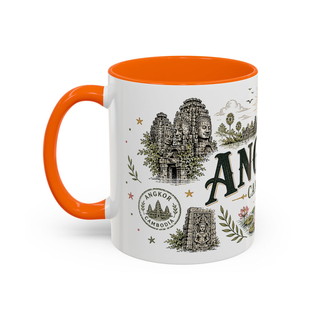 Angkor Coffee Mug | Travel Destination Souvenir Gift | Accent Color Ceramic 11oz 15oz