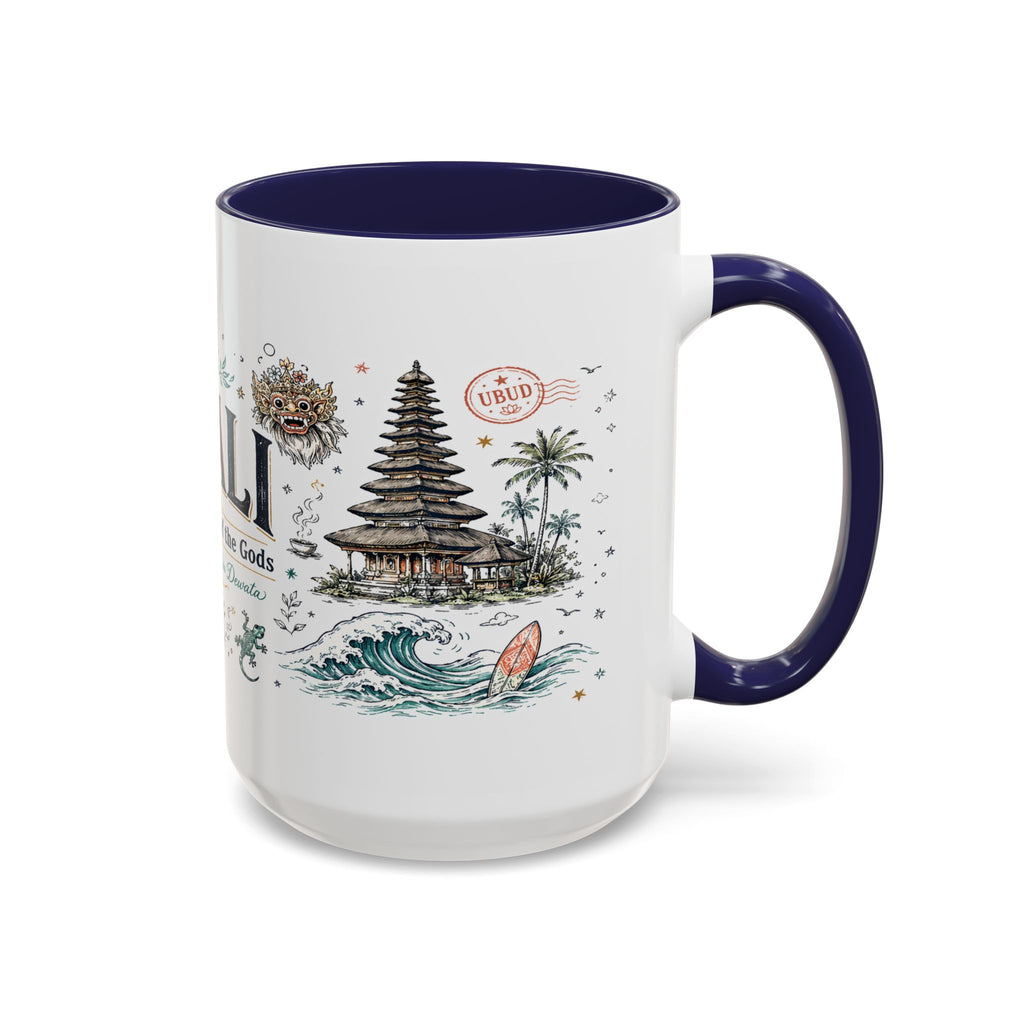 Bali Coffee Mug | Indonesia Souvenir Travel Gift | Accent Color Ceramic 11oz 15oz