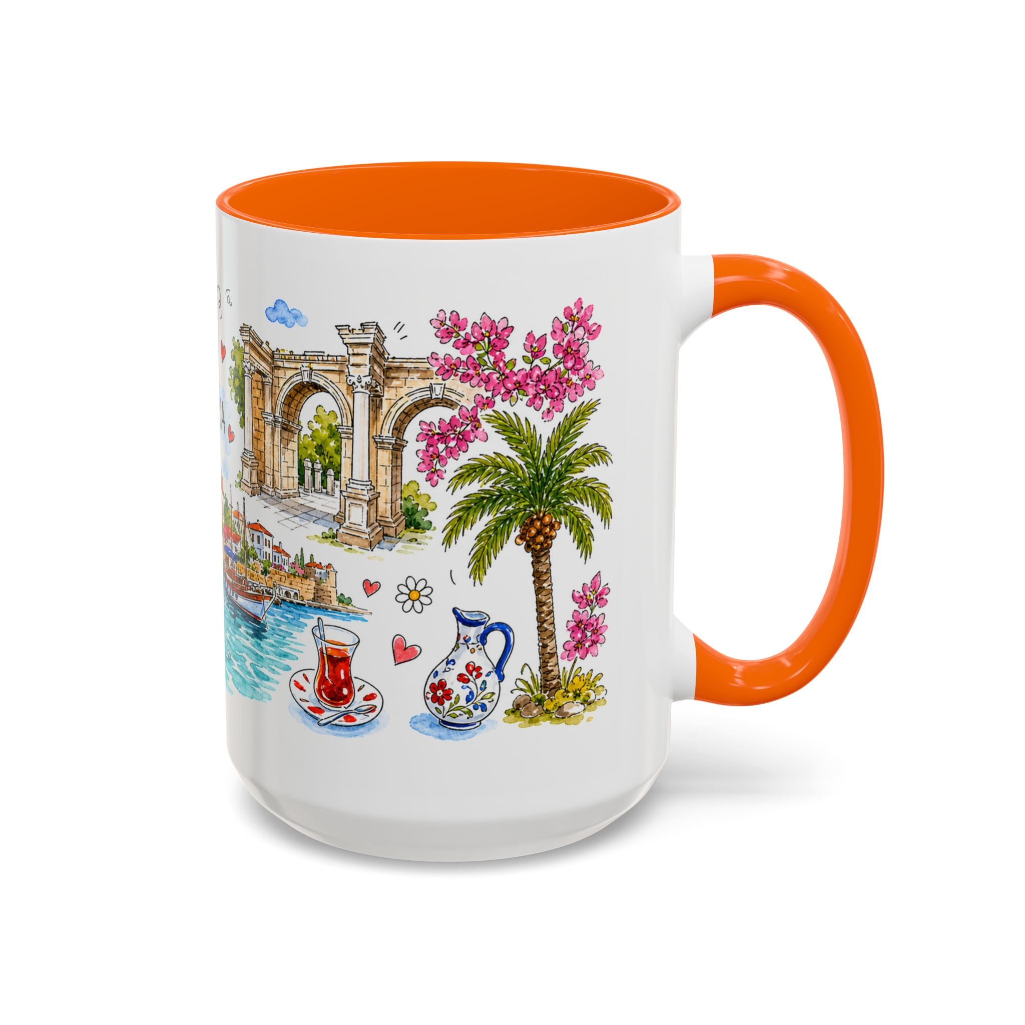 Antalya Travel Mug | European City Souvenir Accent Coffee Mug | 11oz 15oz Ceramic Cup
