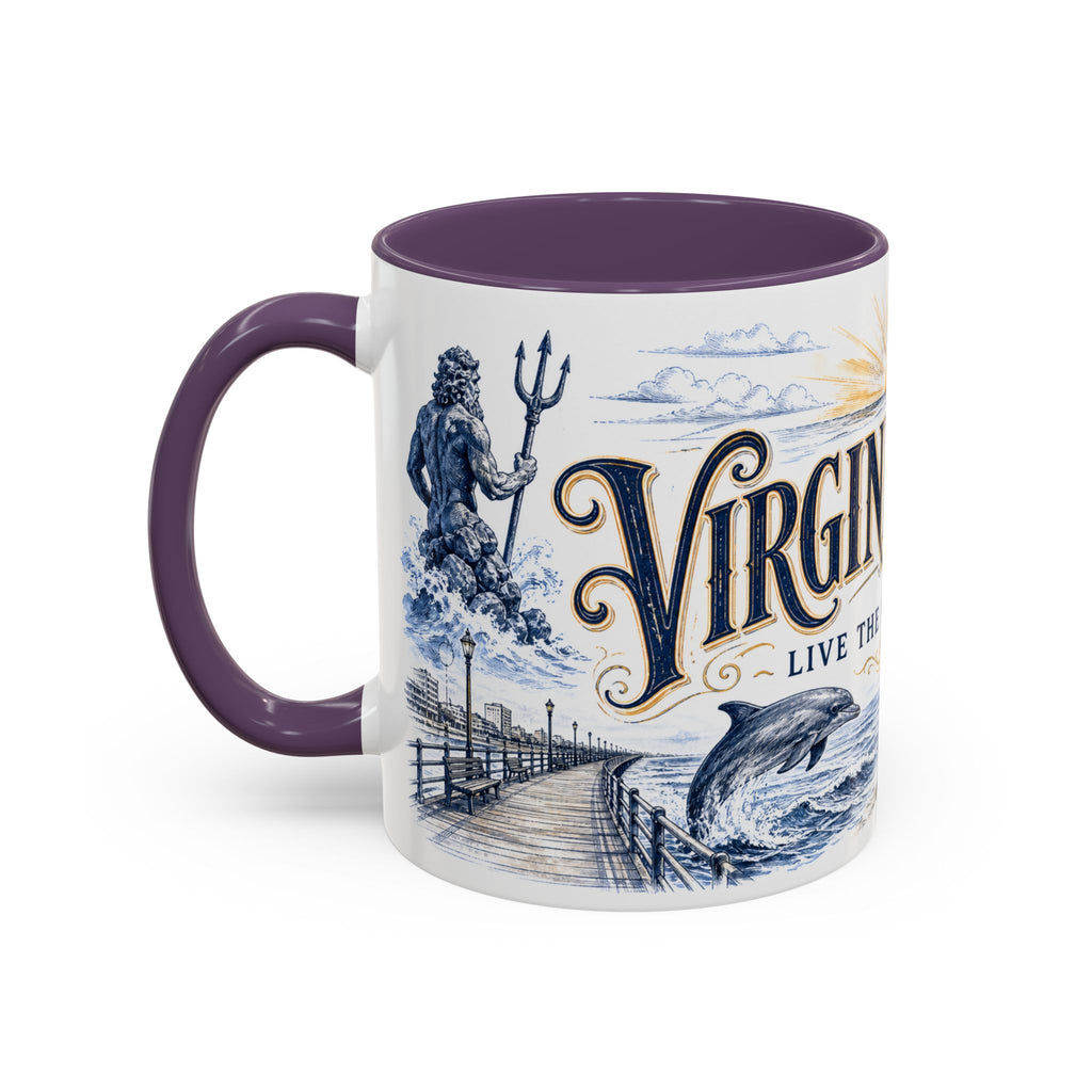 Virginia Beach Coffee Mug | United States Travel Souvenir | Vintage Illustrated City Gift | 11 oz 15 oz Accent Mug