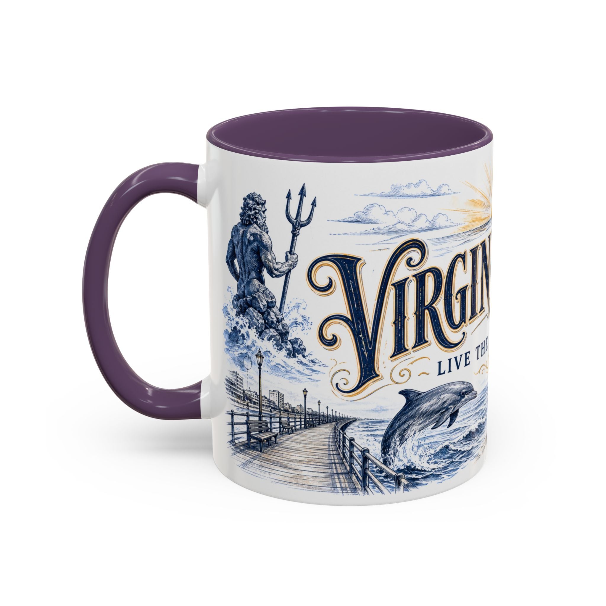 Virginia Beach Coffee Mug | United States Travel Souvenir | Vintage Illustrated City Gift | 11 oz 15 oz Accent Mug