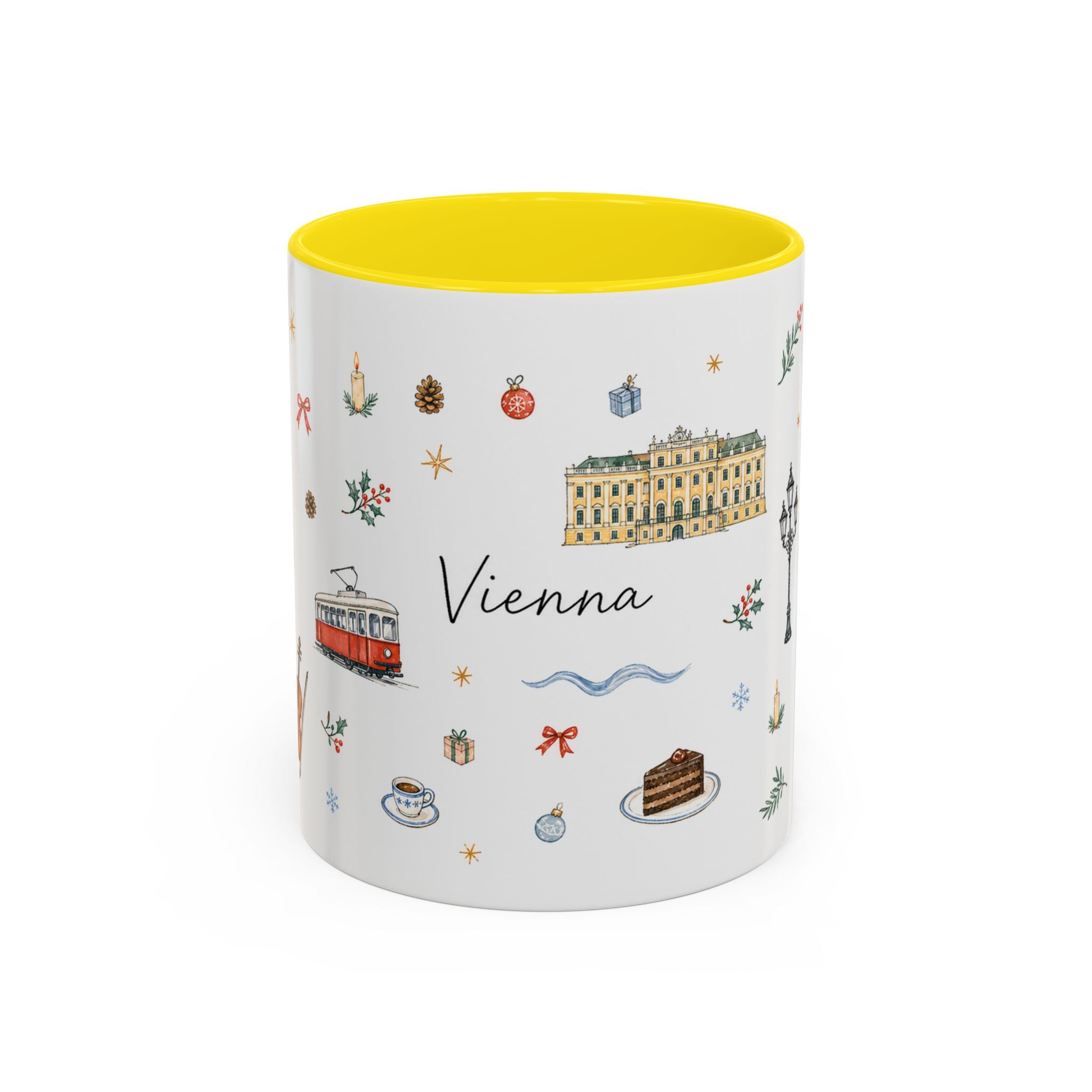 Vienna Christmas Mug | Watercolor Travel Souvenir | Holiday Gift | Accent Ceramic Coffee Cup 11oz 15oz