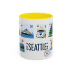 Seattle Coffee Mug | Postage Stamp Collage Mug | Travel Souvenir Accent Cup 11oz 15oz