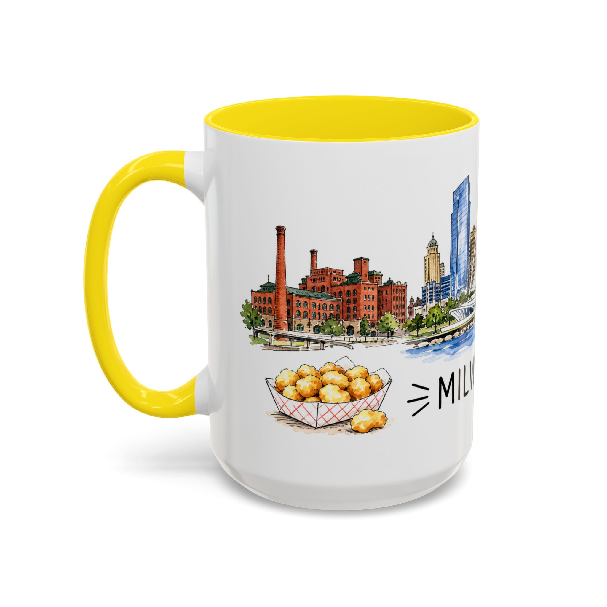 Milwaukee Illustrated Travel Mug | City Souvenir Accent Coffee Mug | 11oz 15oz Ceramic Cup