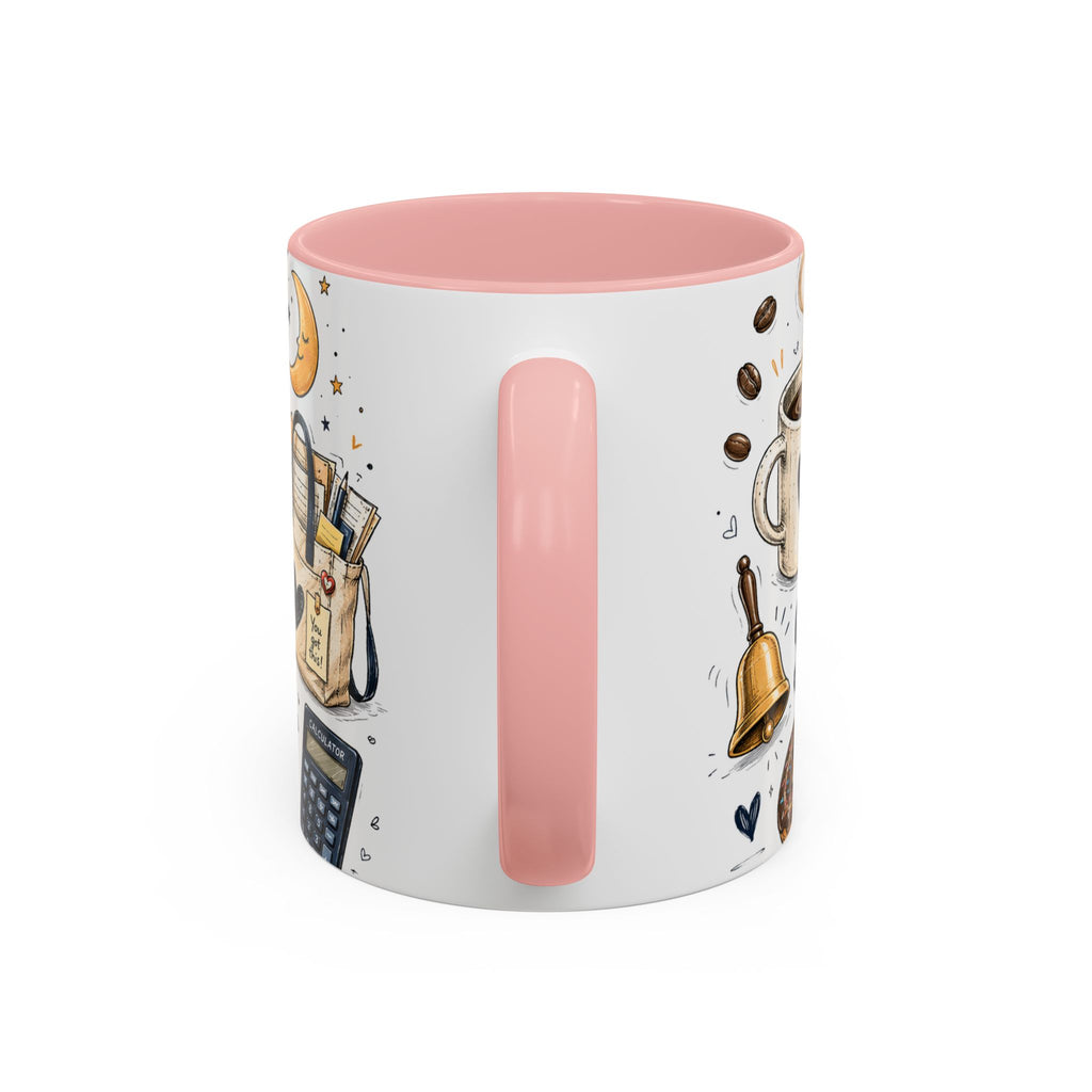 Teacher Fuel Coffee Mug | Powered by Coffee and Wine Funny Gift | Accent Color Ceramic 11oz 15oz