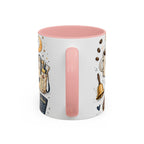 Teacher Fuel Coffee Mug | Powered by Coffee and Wine Funny Gift | Accent Color Ceramic 11oz 15oz