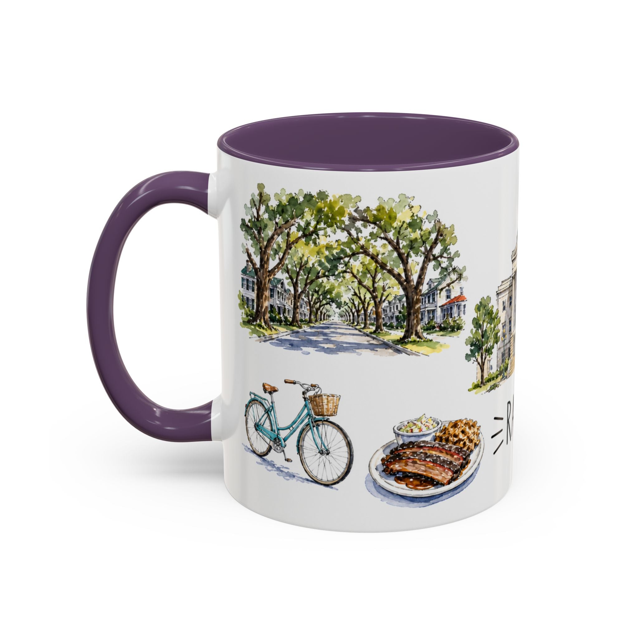 Raleigh Illustrated Travel Mug | City Souvenir Accent Coffee Mug | 11oz 15oz Ceramic Cup
