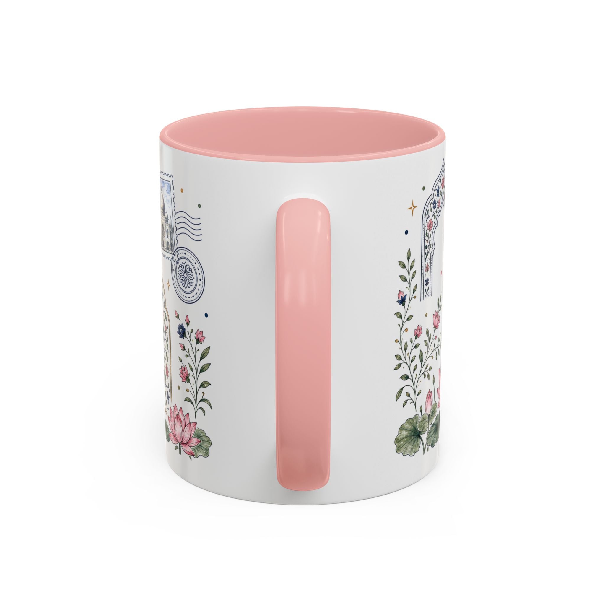 Taj Mahal Coffee Mug | Travel Destination Souvenir Gift | Accent Color Ceramic 11oz 15oz