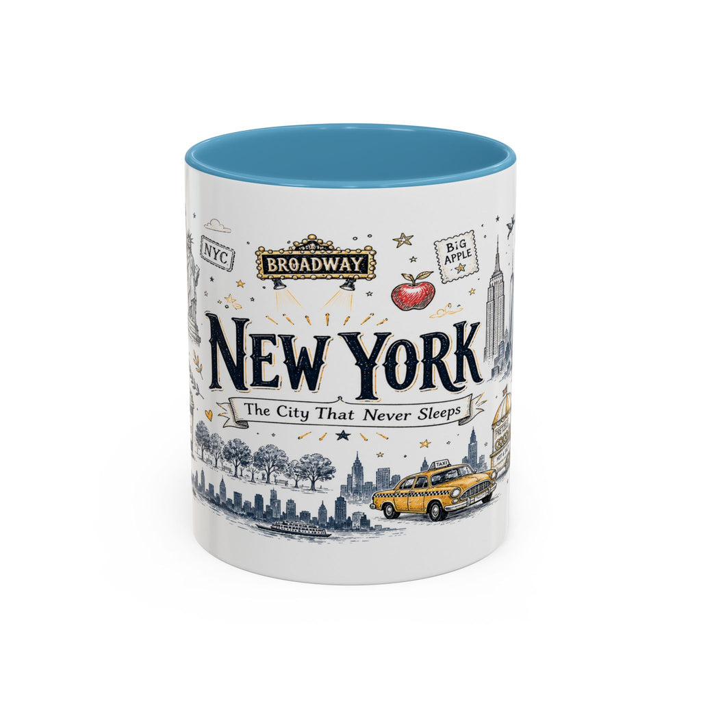 New York City Coffee Mug | New York Souvenir Travel Gift | Accent Color Ceramic 11oz 15oz