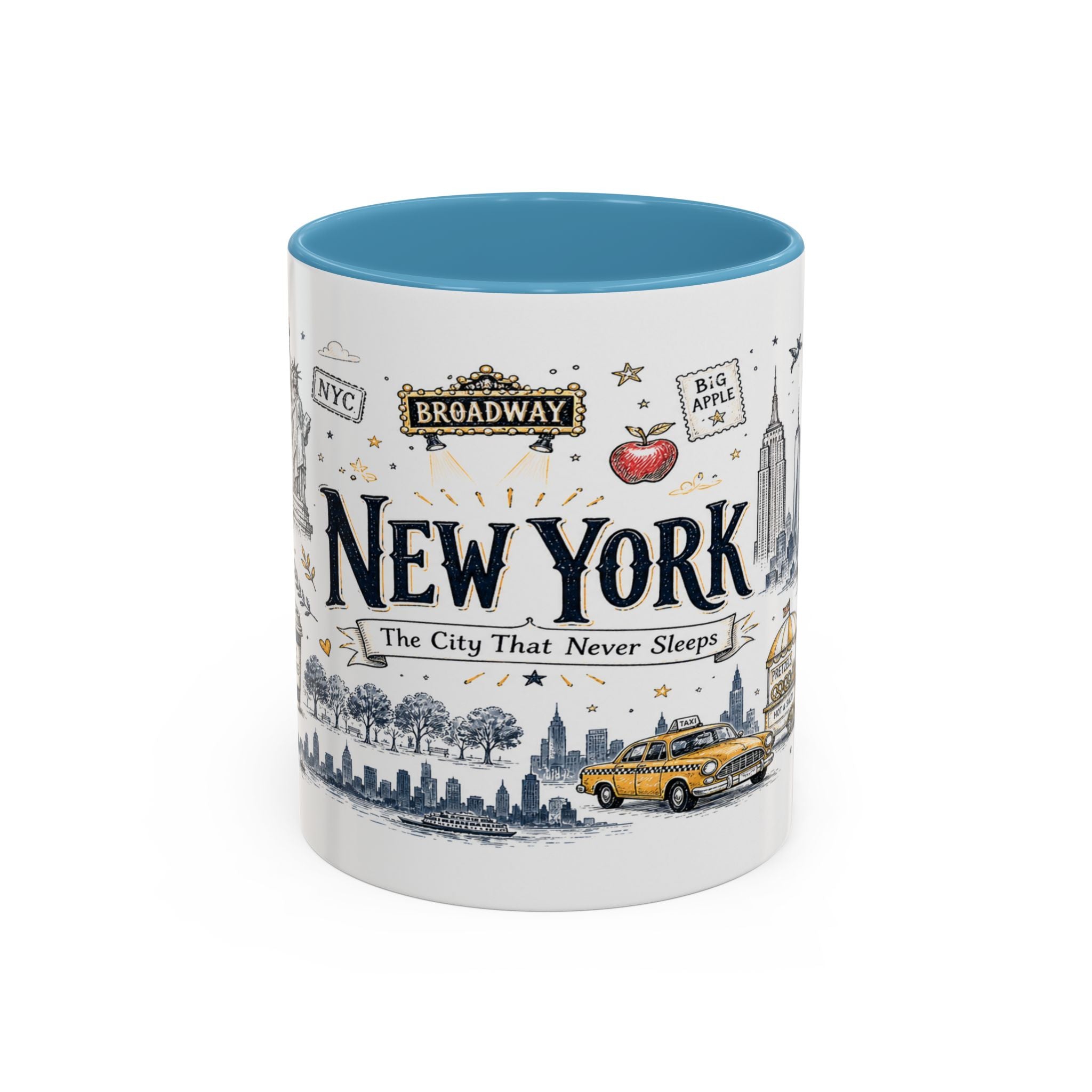 New York City Coffee Mug | New York Souvenir Travel Gift | Accent Color Ceramic 11oz 15oz