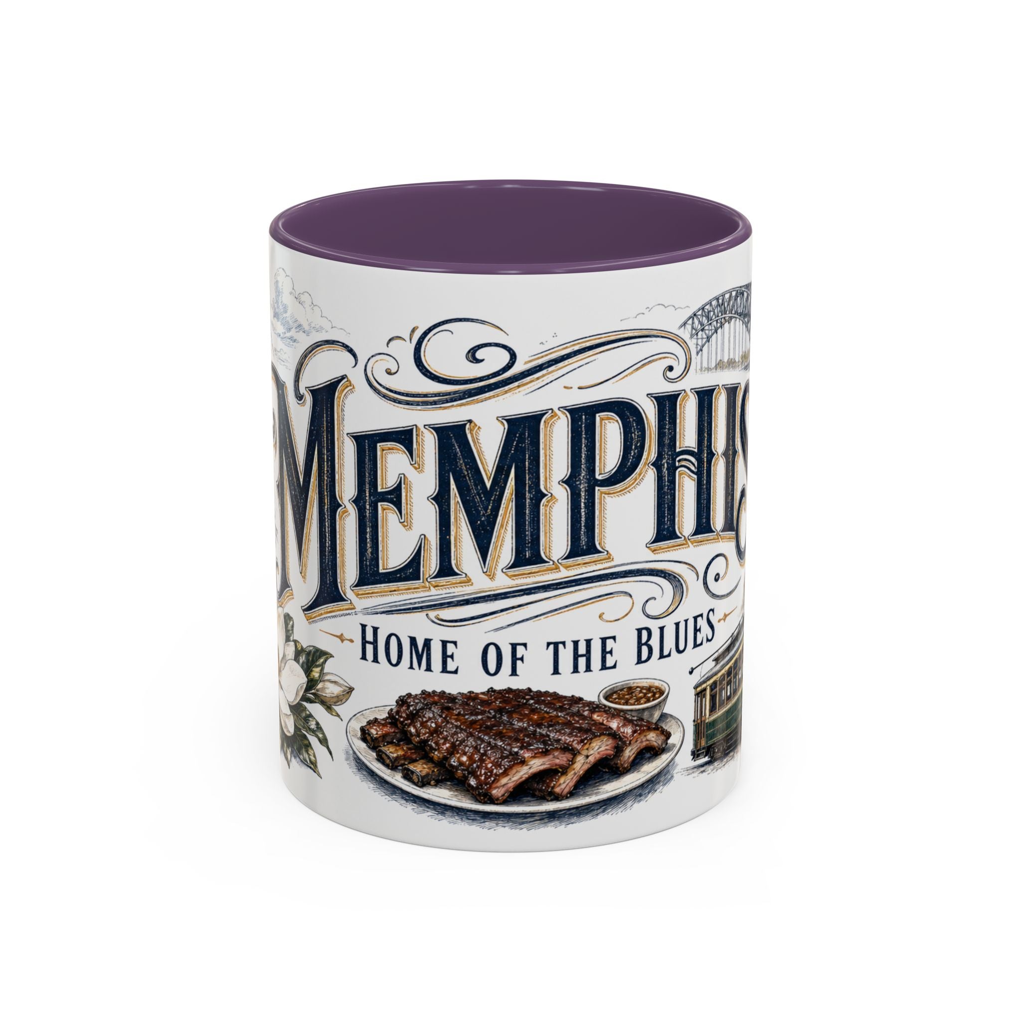 Memphis Coffee Mug | United States Travel Souvenir | Vintage Illustrated City Gift | 11 oz 15 oz Accent Mug