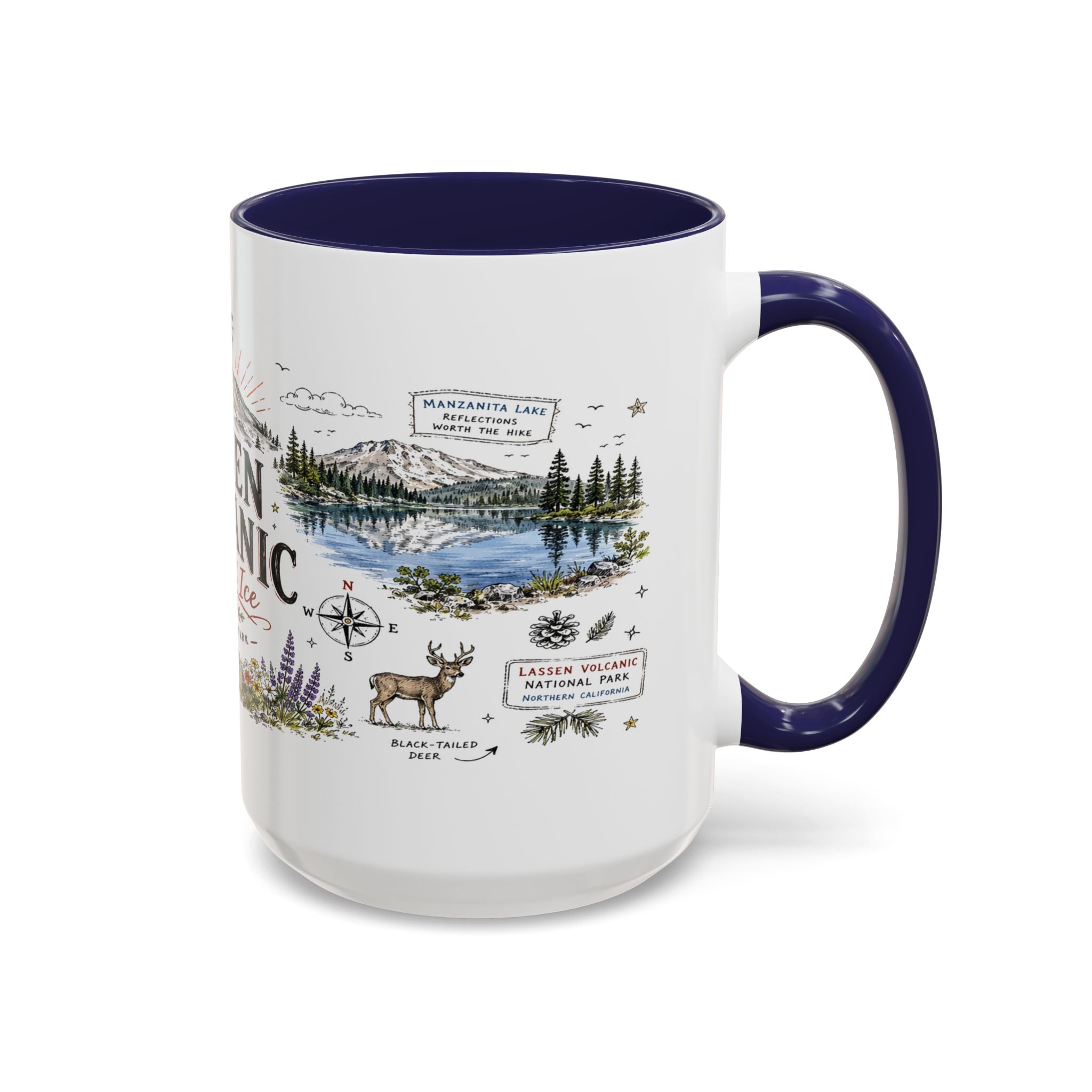 Lassen Volcanic National Park Coffee Mug | California Volcano Geothermal Hiking Gift | Accent Color Ceramic 11oz 15oz