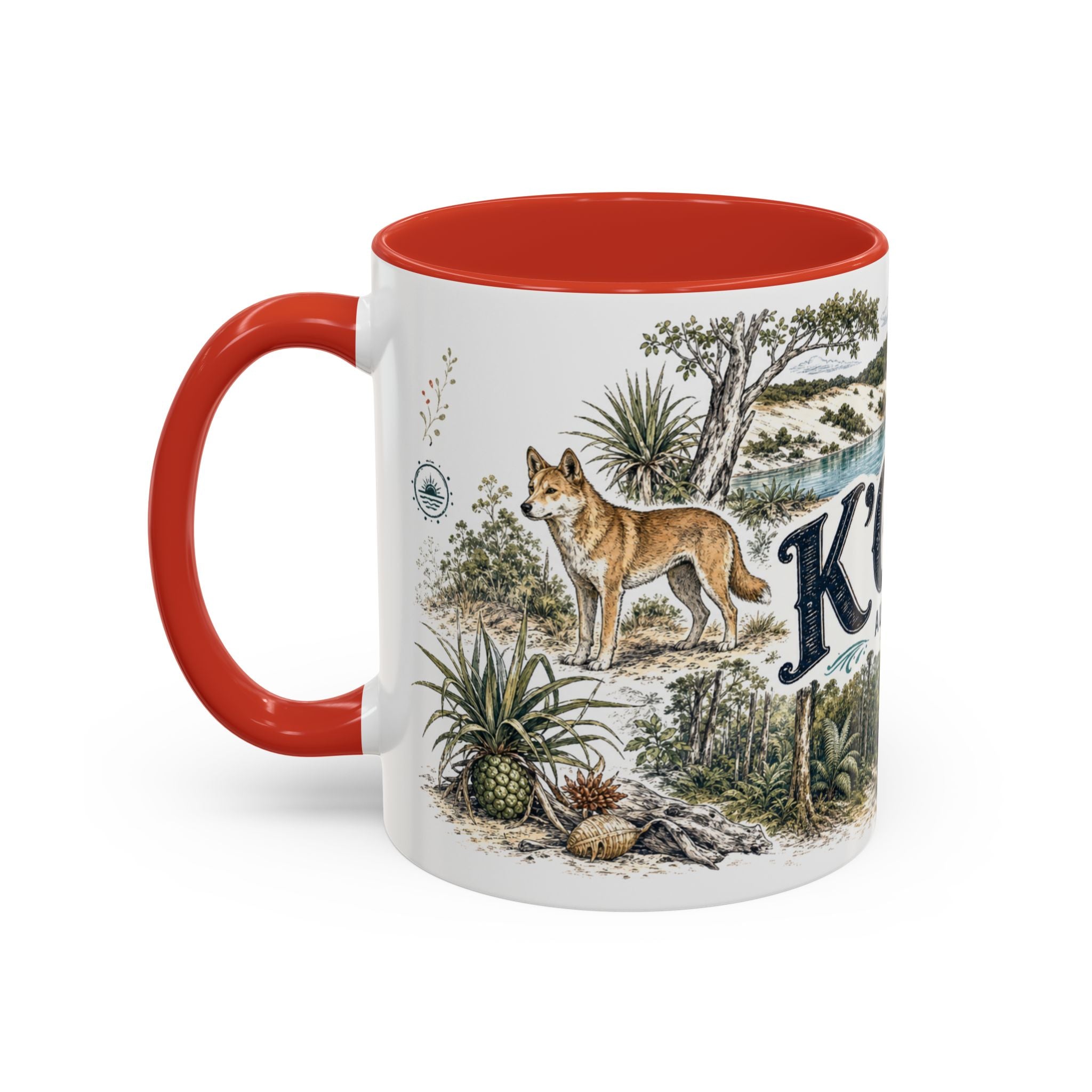 K'gari Mug, Australia Travel Souvenir, Bucket List Gift, Accent Ceramic Coffee Mug 11oz 15oz