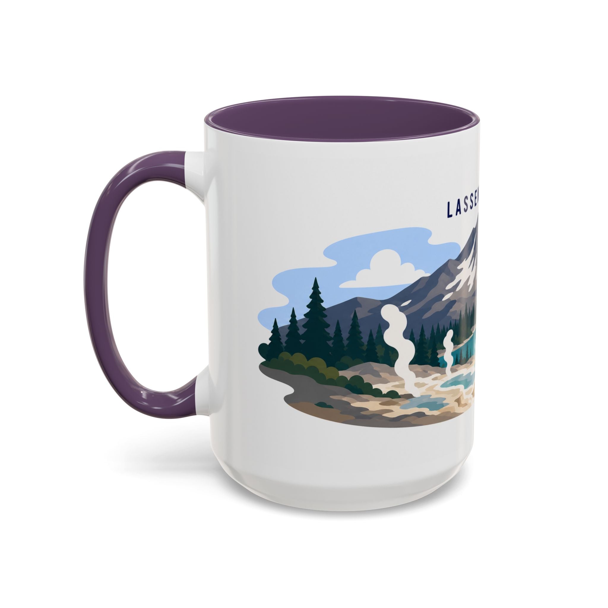 Lassen Volcanic National Park Coffee Mug | Solid Color Block Park Souvenir | 11oz 15oz Accent Mug