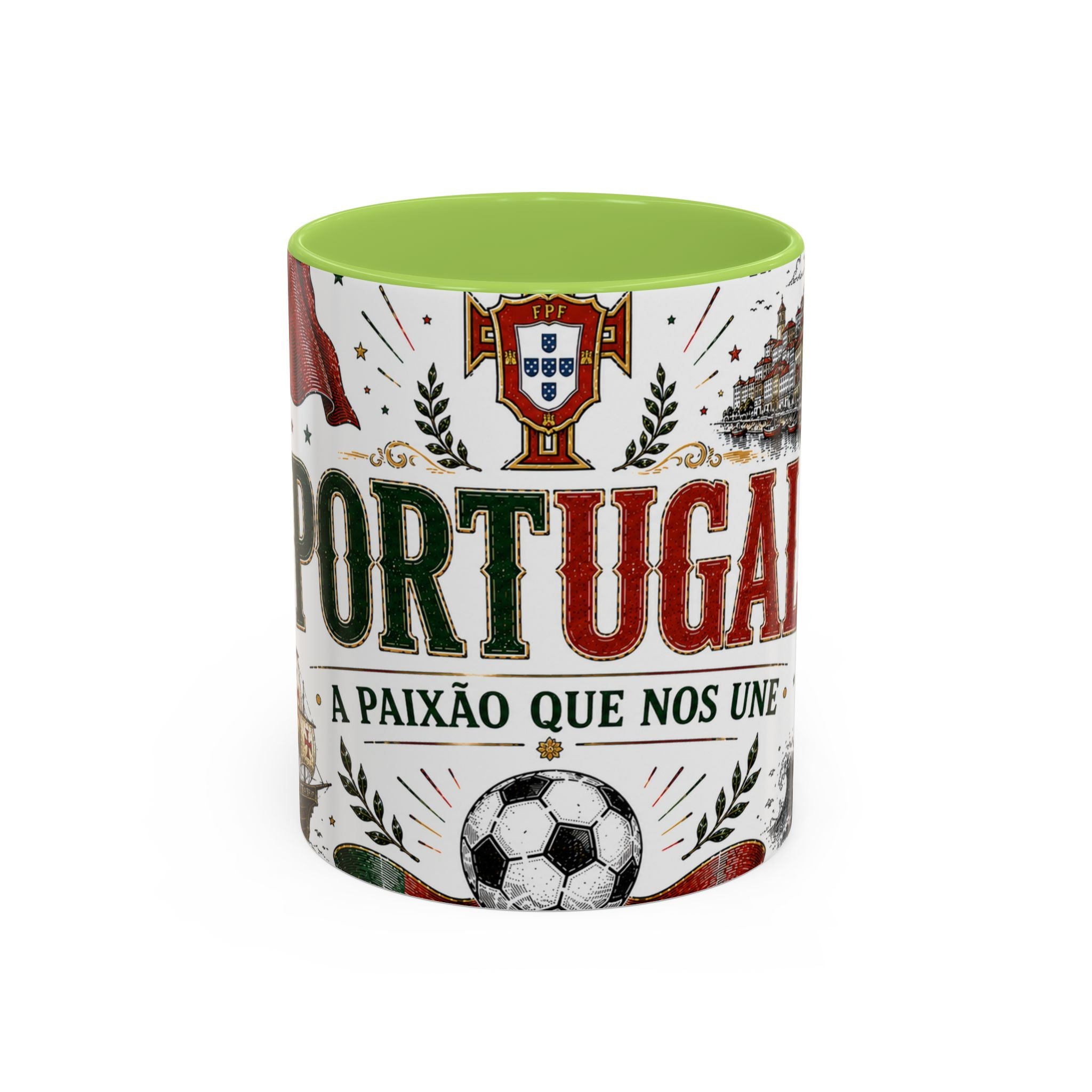 Portugal Soccer Coffee Mug | World Cup Fan Gift | Accent Color Ceramic 11oz 15oz Match Day Cup