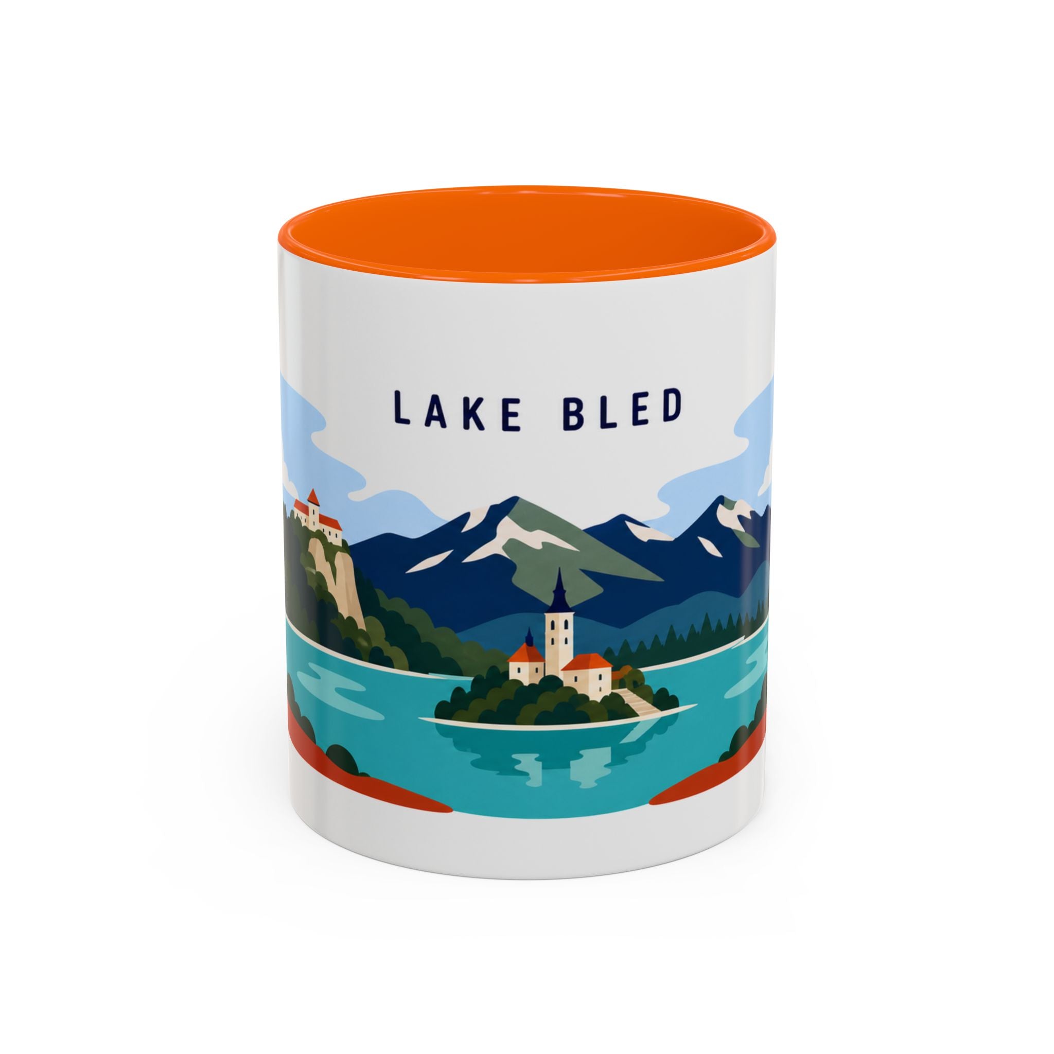 Lake Bled Coffee Mug | Travel Destination Souvenir Gift | Accent Color Ceramic 11oz 15oz