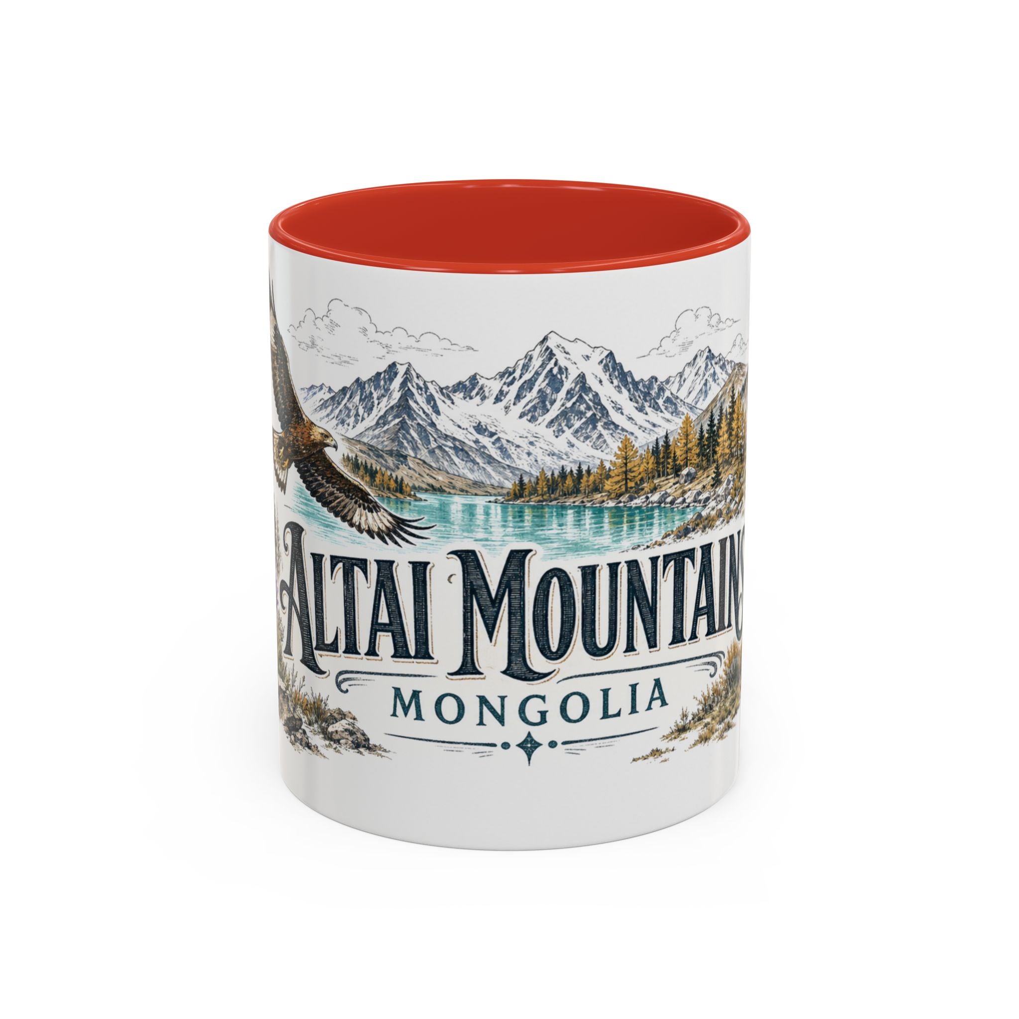 Altai Mountains Mug, Mongolia Travel Souvenir, Bucket List Gift, Accent Ceramic Coffee Mug 11oz 15oz